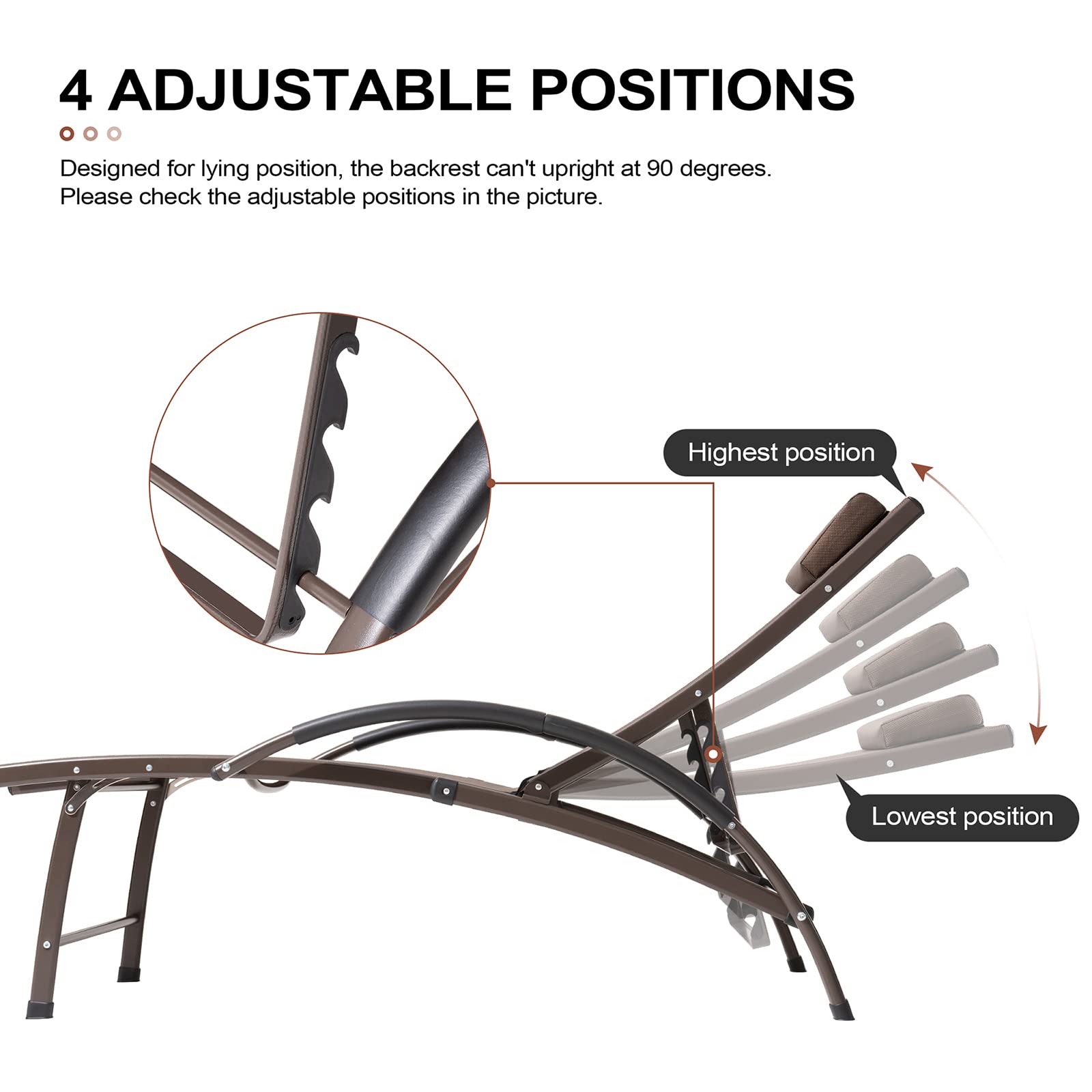2PCS Aluminum Chaise Lounge Chairs with Side Table - Adjustable 5-Position Recliner for Outdoor, Beach, Patio, Pool & Yard - Lightweight & Durable Sunbathing Chairs for Lawn, Garden & Backyard Relaxation