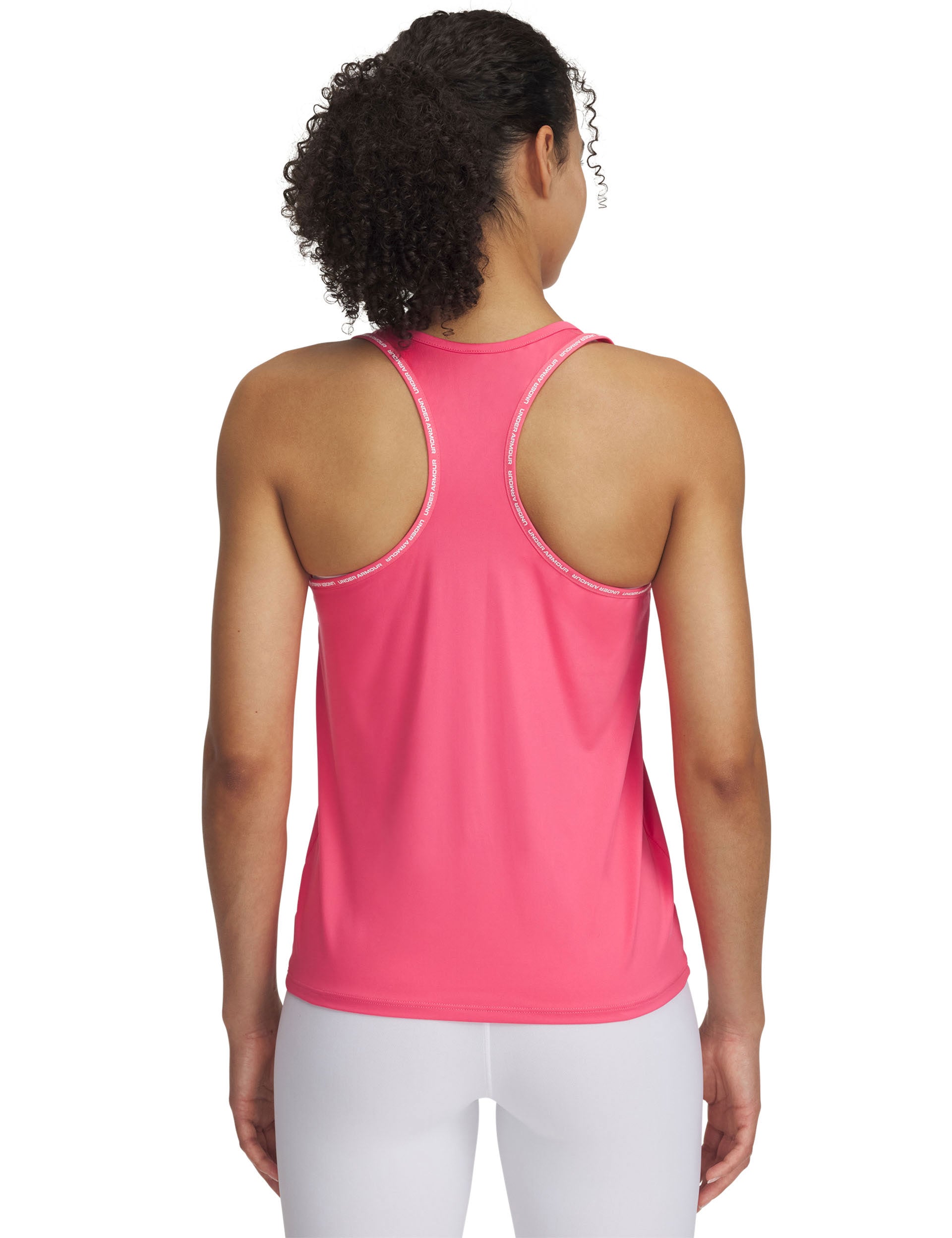 UA Tech Knockout Tank Top for Women - Super Pink & White - Gym, Running & Workout Activewear