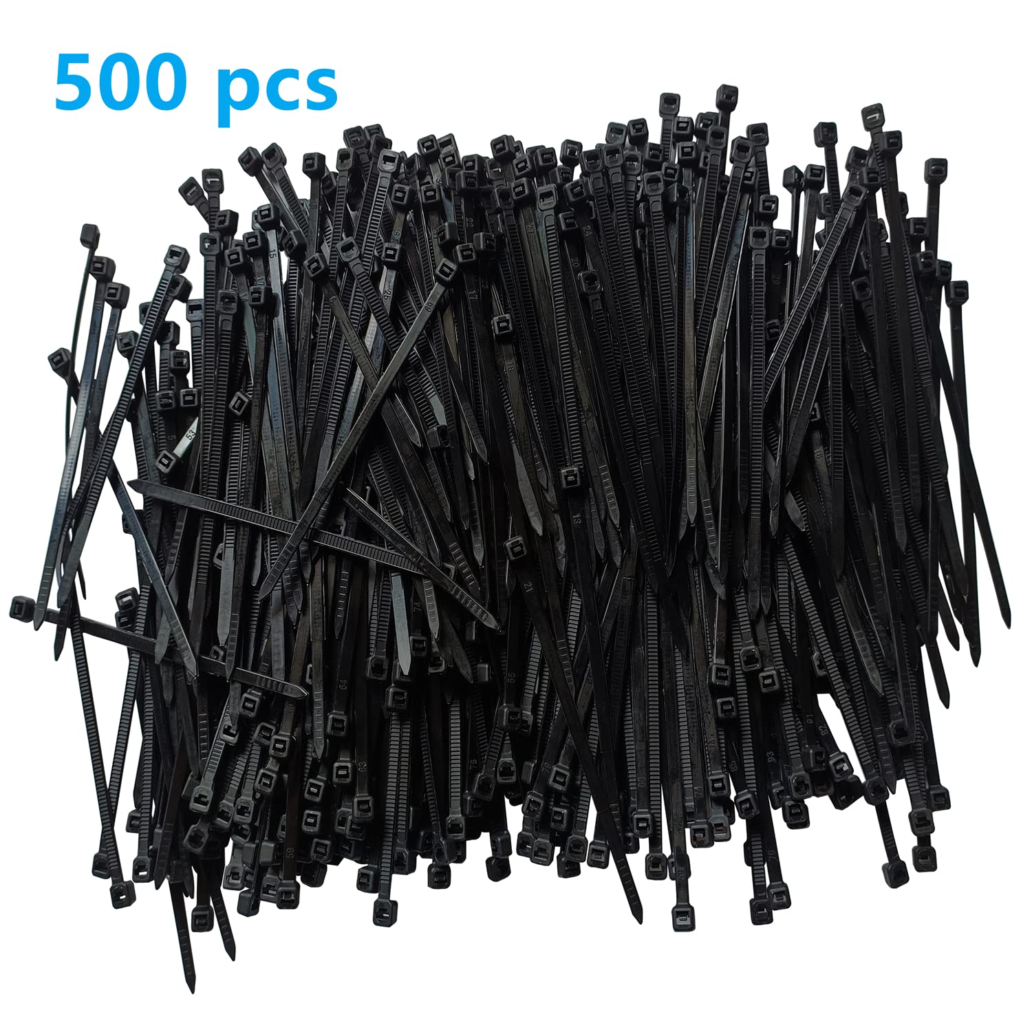 500pcs 6-Inch Heavy Duty Black Nylon Zip Ties - 40lbs Tensile Strength, Self-Locking Cable Ties for Indoor & Outdoor Use - Perfect for Organizing Wires, Bundling Cables, Securing Plants & DIY Projects