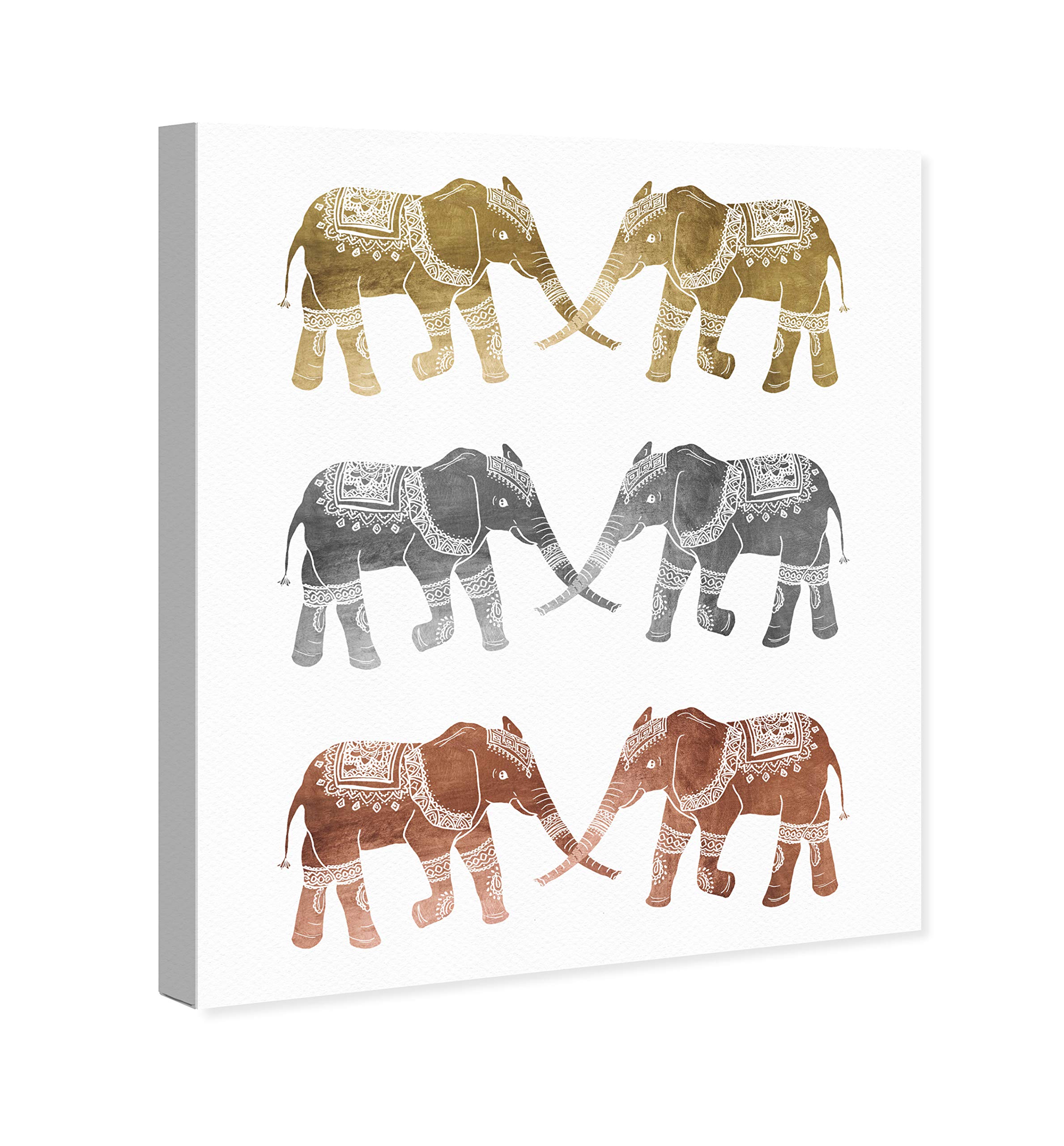 Oliver Gal Artist Co. Elephant World Canvas Wall Art - 36x45 Inch Gold & Gray Animal Print for Living Room, Bedroom, Office Décor