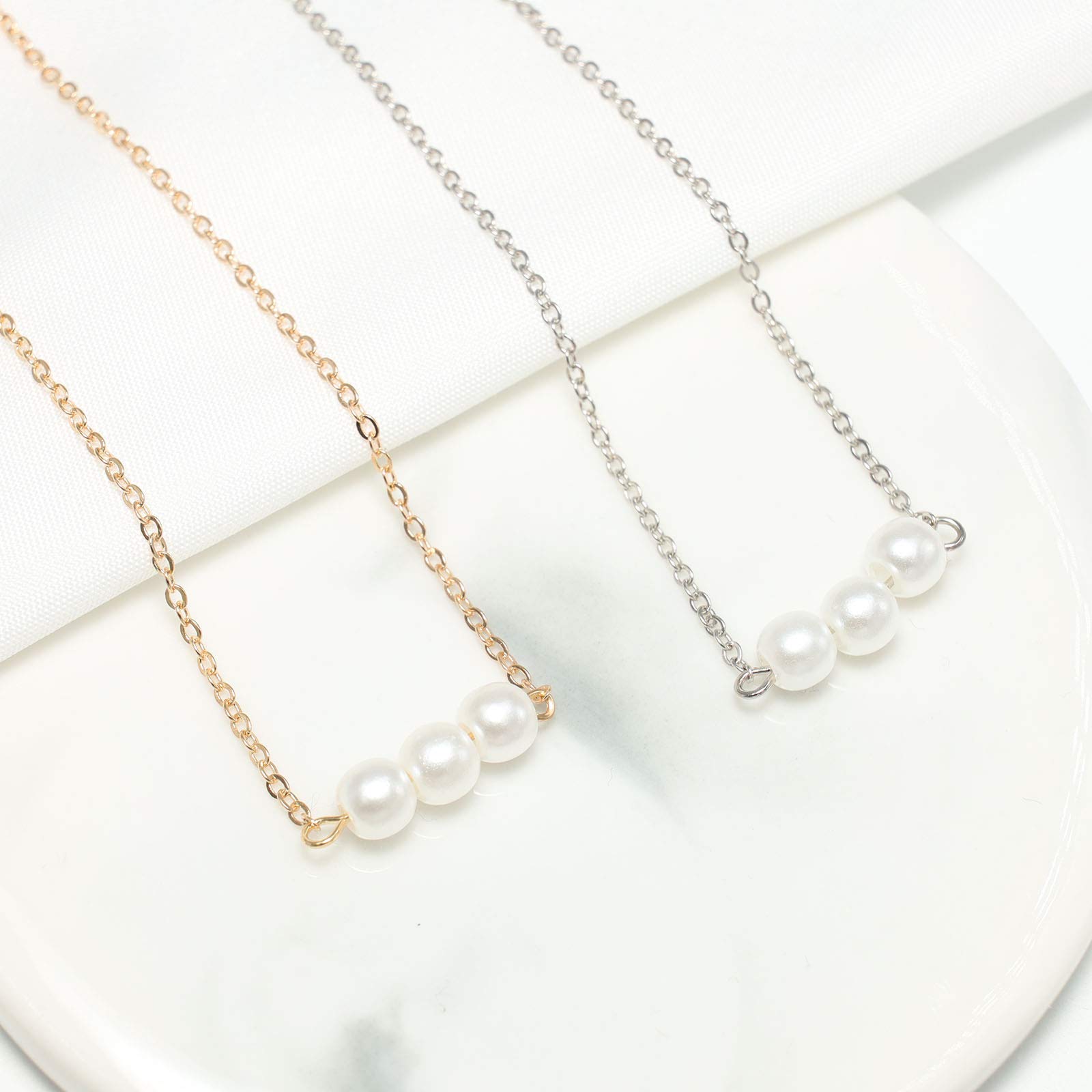 YienDoo Elegant Pearl Necklace for Women - Sterling Silver Three Pearl Pendant Chain Jewelry Gift for Her | Perfect for Weddings, Parties & Everyday Wear