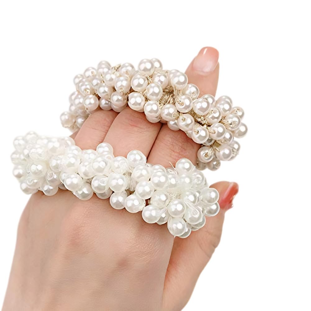 Ruihfas 6Pcs Pearl Hair Scrunchies - Soft Elastic Hair Ties for Women & Girls, Fashion Hair Bands & Ponytail Holders - Perfect for School, Work, Parties & Everyday Use