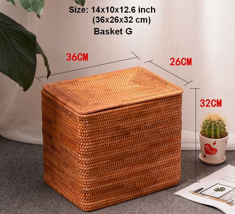 Extra Large Woven Storage Baskets with Lid - Rectangular Clothes Organizer for Bedroom, Living Room & Laundry Room - Home Decor Storage Solution for Blankets, Toys & Essentials