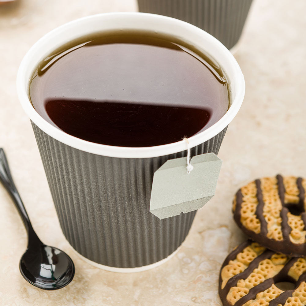 8 oz Gray Paper Coffee Cups with Ripple Wall - 3.5