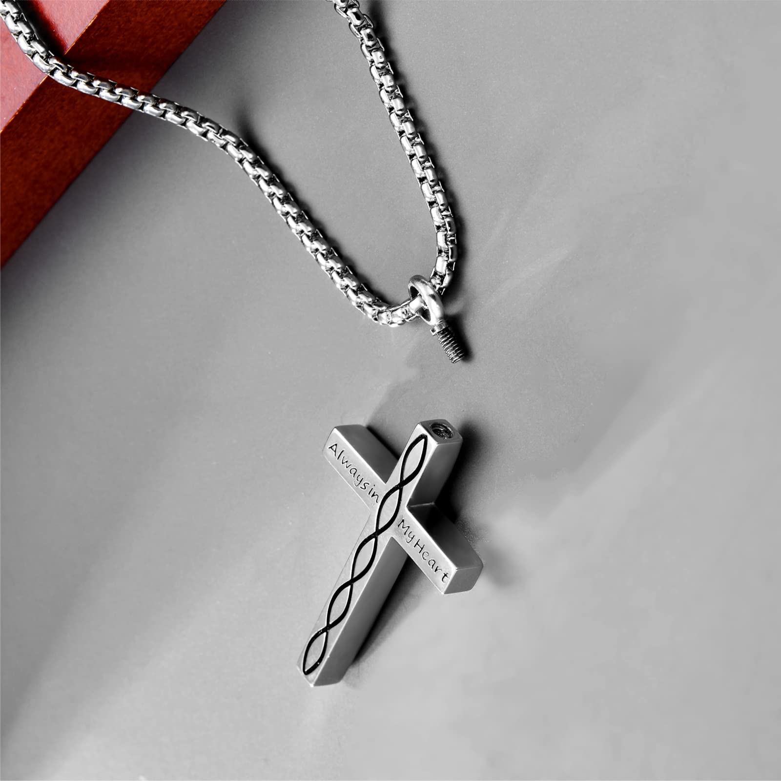 Sterling Silver Cross Urn Necklace for Men & Women - Cremation Memorial Pendant with 20