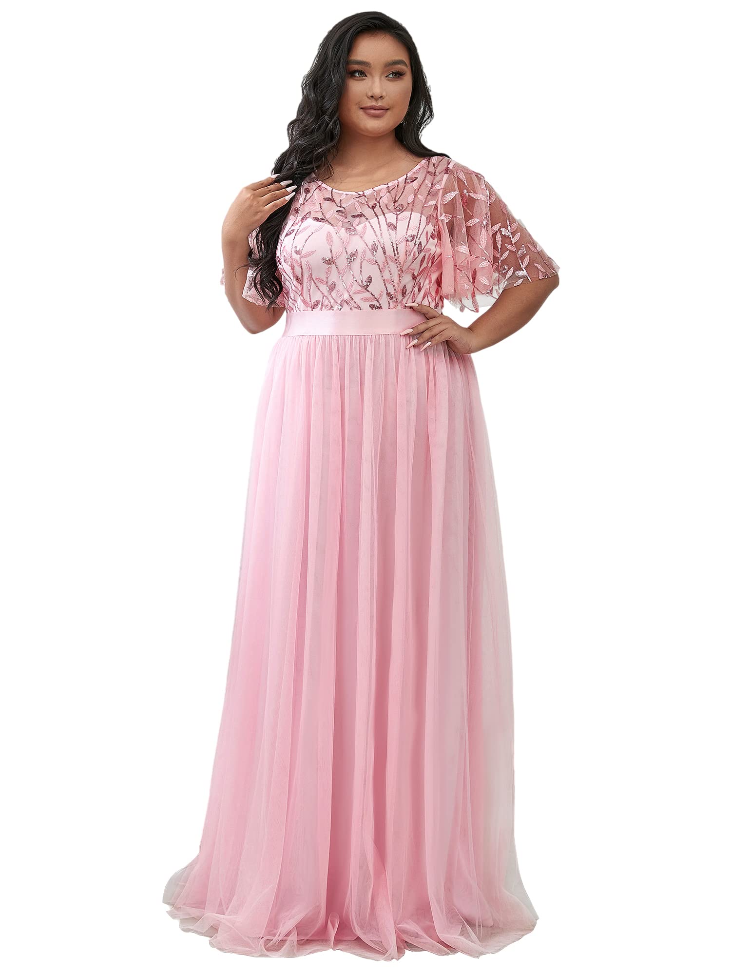Alisapan Women's Plus Size Sequin Long Formal Evening Dresses 0904 - Elegant Prom Gowns & Special Occasion Party Dresses for Weddings, Galas, and Black Tie Events