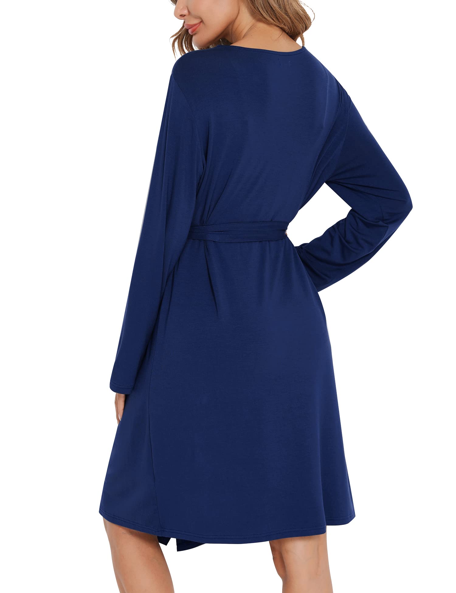 SWOMOG Women's Maternity Robe & Nursing Nightgown Set - 3-in-1 Breastfeeding Dress with Lace Trim, Labor Delivery Gown & Bathrobe for New Moms - Perfect for Hospital Stay, Nursing at Home & Postpartum Comfort