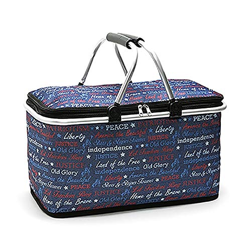 Large Picnic Basket with Insulated Compartment - Portable Outdoor Lunch Cooler for Picnics, Camping, Beach & Grocery Shopping