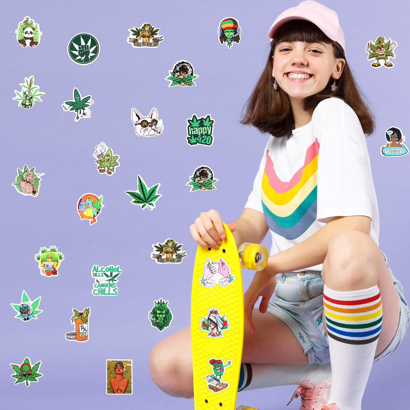 200-Piece Mixed Grass Stickers Pack - Waterproof Halloween & Funny Graffiti Decals for Laptop, Bottle, Bumper, Luggage, Skateboard - DIY Decor for Teens & Adults - Perfect for Party, Travel & Home Decoration