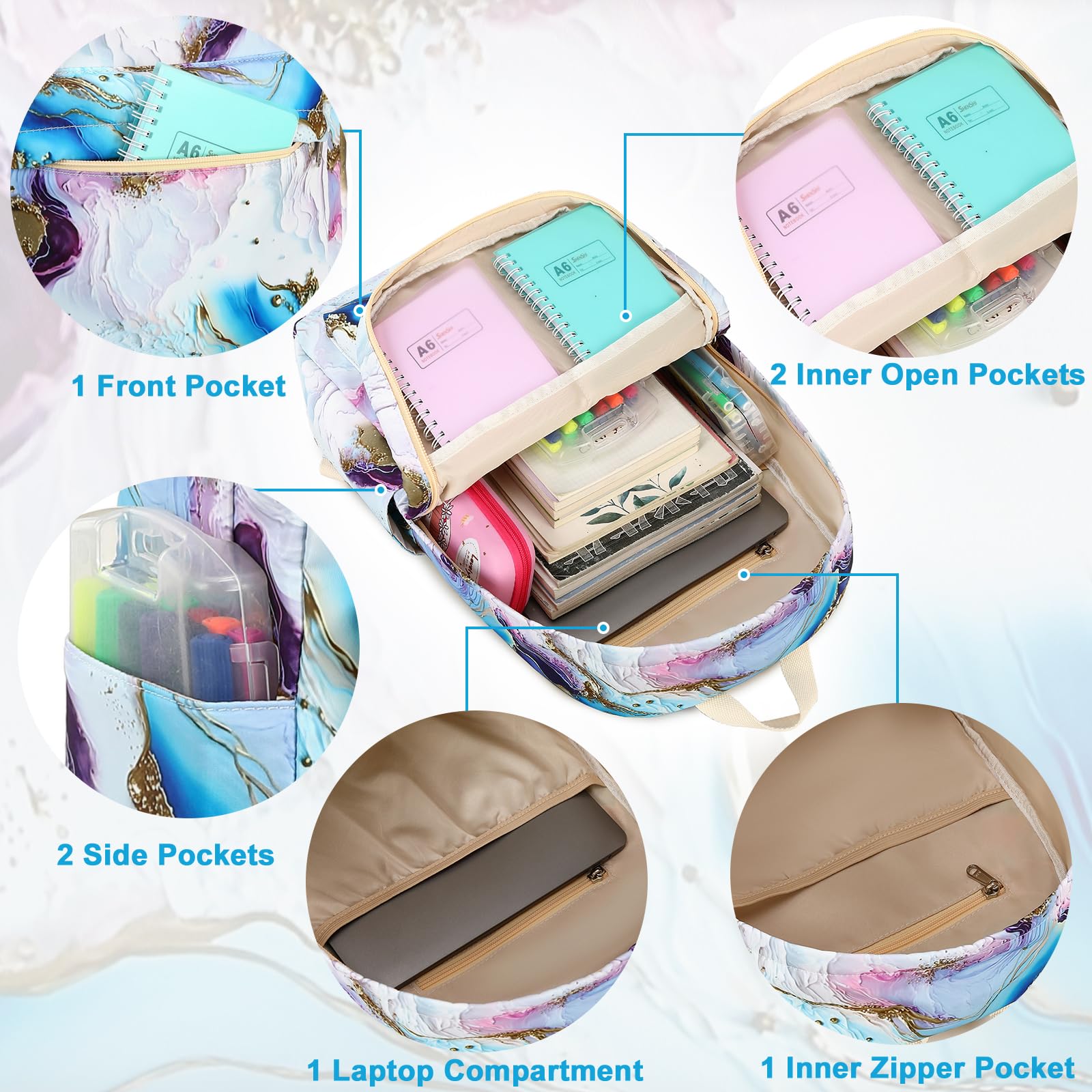 CAMTOP Girls Backpack with Lunch Box Set - Durable School Bookbag for Kids - Perfect for School, Travel & Daily Use
