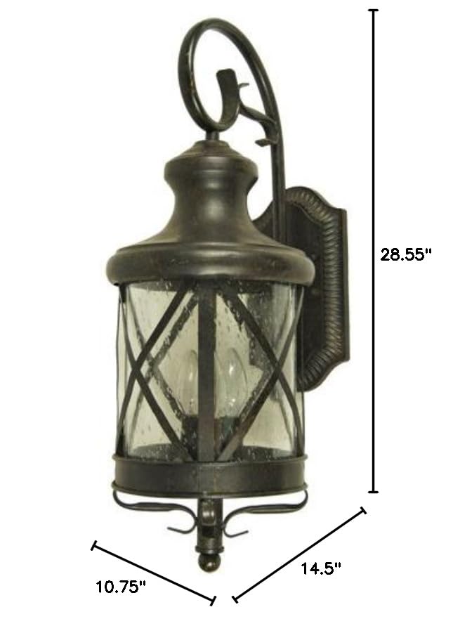 EL543OR-L 4-Light Outdoor Wall Sconce in Oil Rubbed Bronze with Clear Seedy Glass - Exterior Lantern for Porch, Patio, Garden & Entryway Lighting