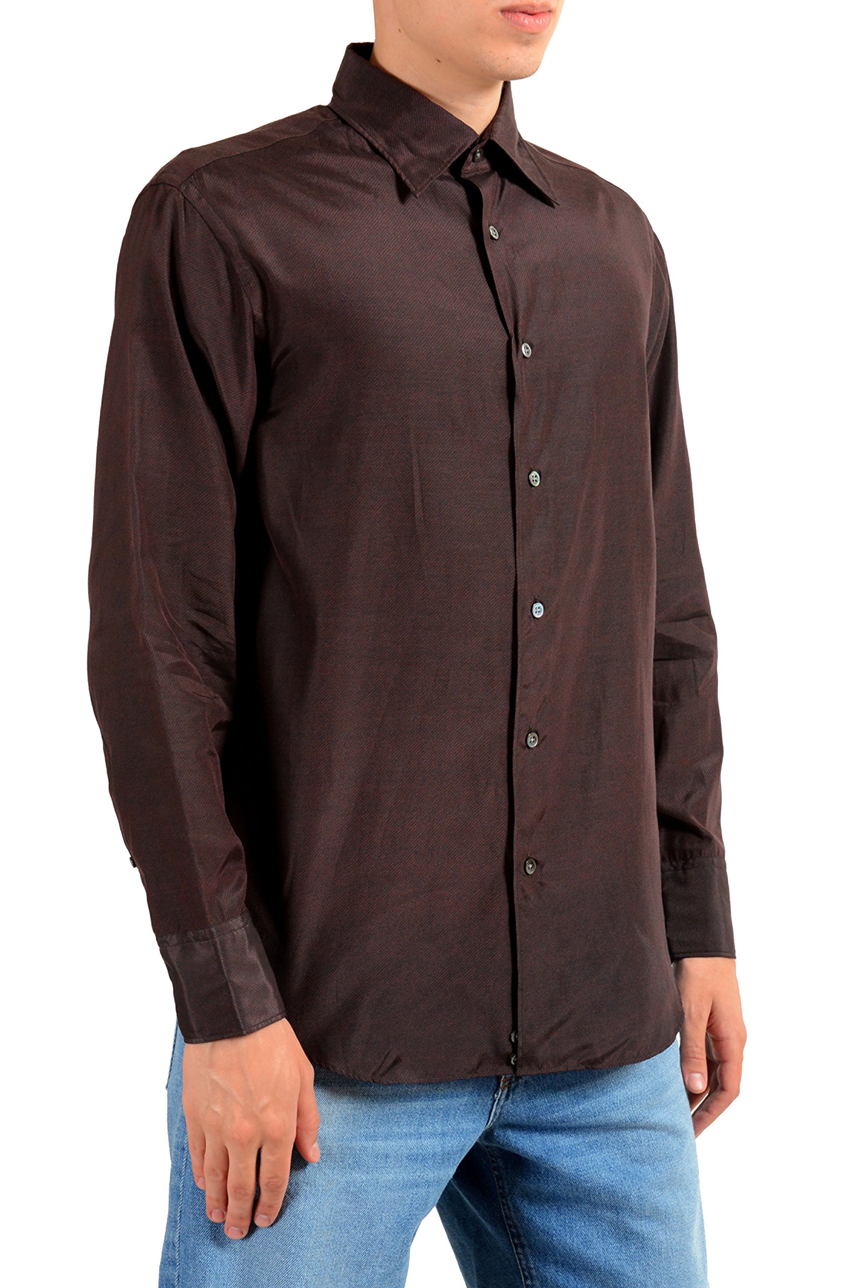 Emporio Armani Men's Striped Dress Shirt - Slim Fit Formal Business Shirt for Office, Wedding & Special Occasions | Premium Cotton Fabric with Stylish Striped Pattern