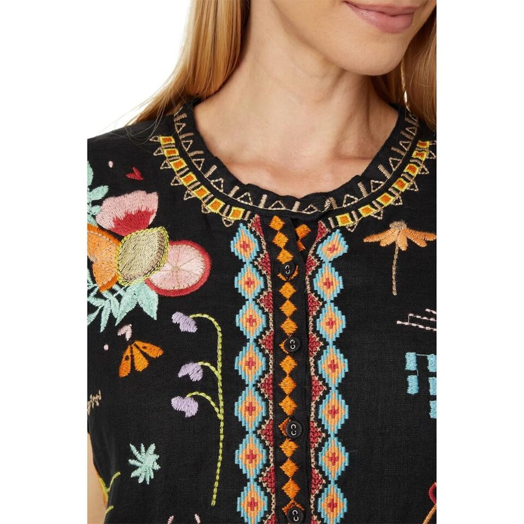 Johnny Was Women's Linen Shift Dress - Flowy Summer Casual Dress for Beach, Vacation & Boho Style Outfits