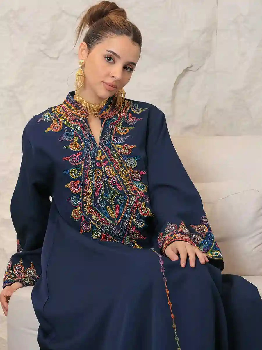Elegant Eid Outfits for Women - Embroidered Mukhawar Caftan Dress #254065 | Perfect for Eid Celebrations, Weddings & Special Occasions