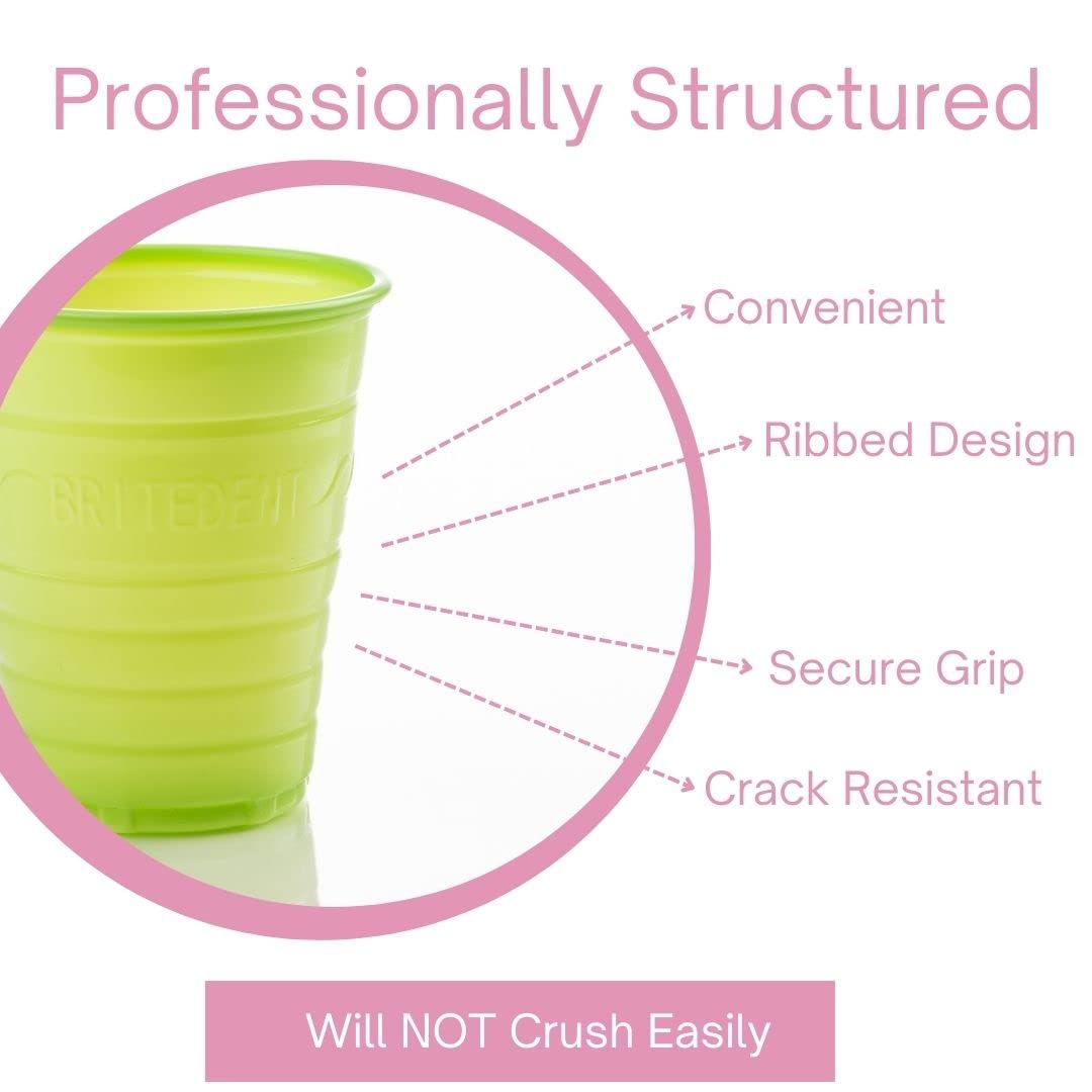 1000 Pack 5 oz Disposable Plastic Cups with Embossed Grip - Small Drinking Cups for Dental Offices, Hospitals, Home, Office & Picnics - Durable Green Plastic Containers for Beverages, Snacks and Party Use