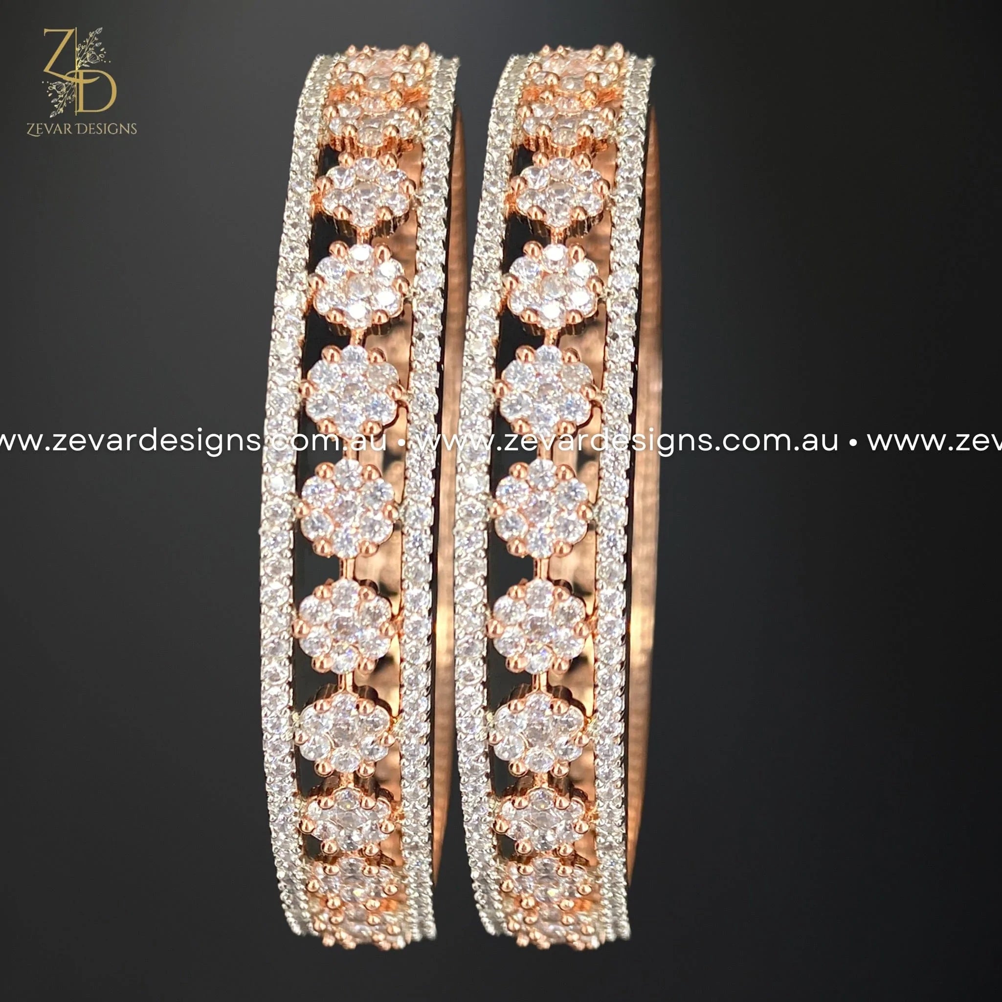 Rose Gold AD/Zircon Bangles for Women - Elegant Fashion Jewelry for Parties, Weddings & Special Occasions