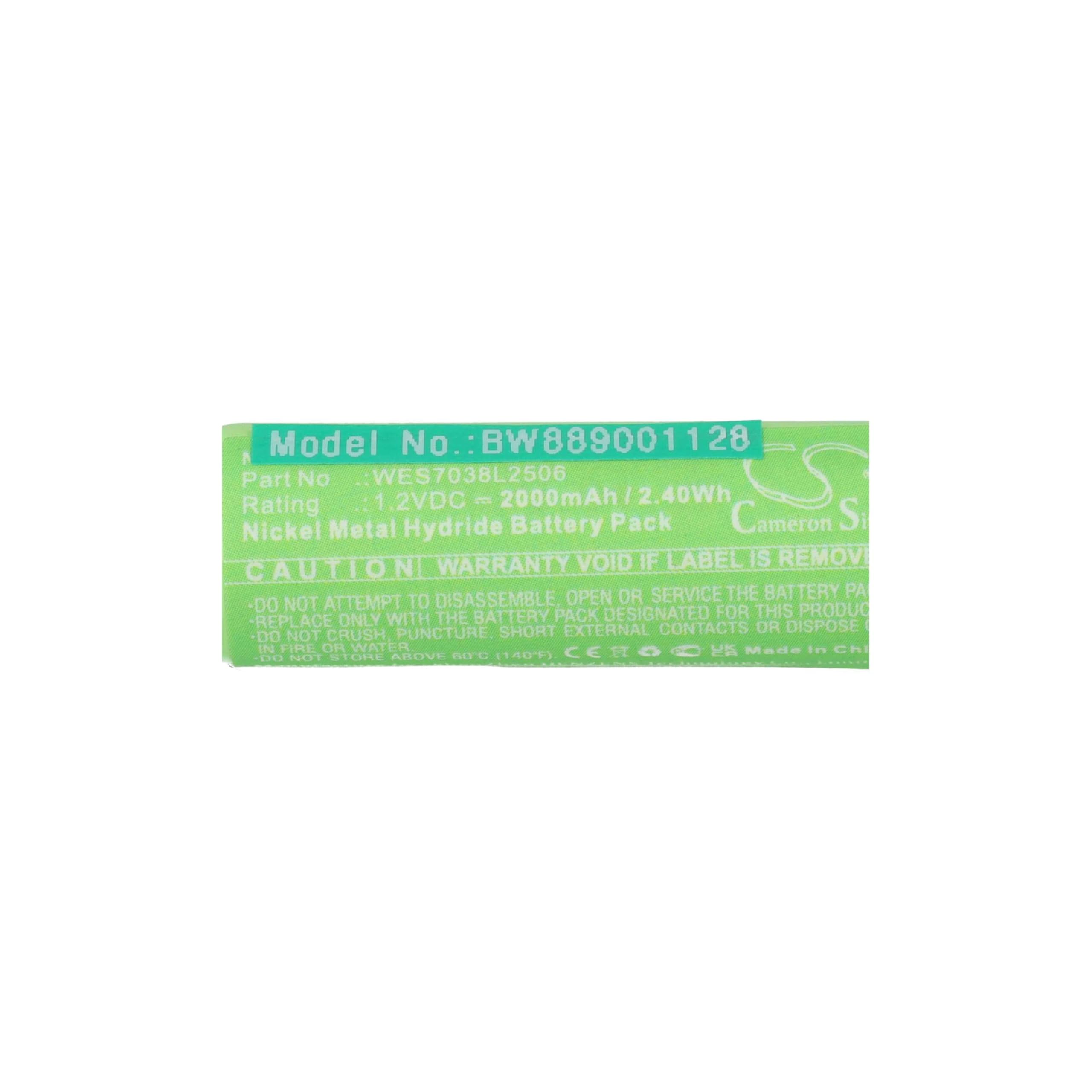 2 Pack Replacement Battery for Panasonic ES-RT17, ES-RT40, ES-RT31, ES-RT33, ES-RT30, ES-RL21 Electric Shaver - 2000mAh 1.2V NiMH Rechargeable Batteries - Perfect for Travel & Daily Shaving Needs