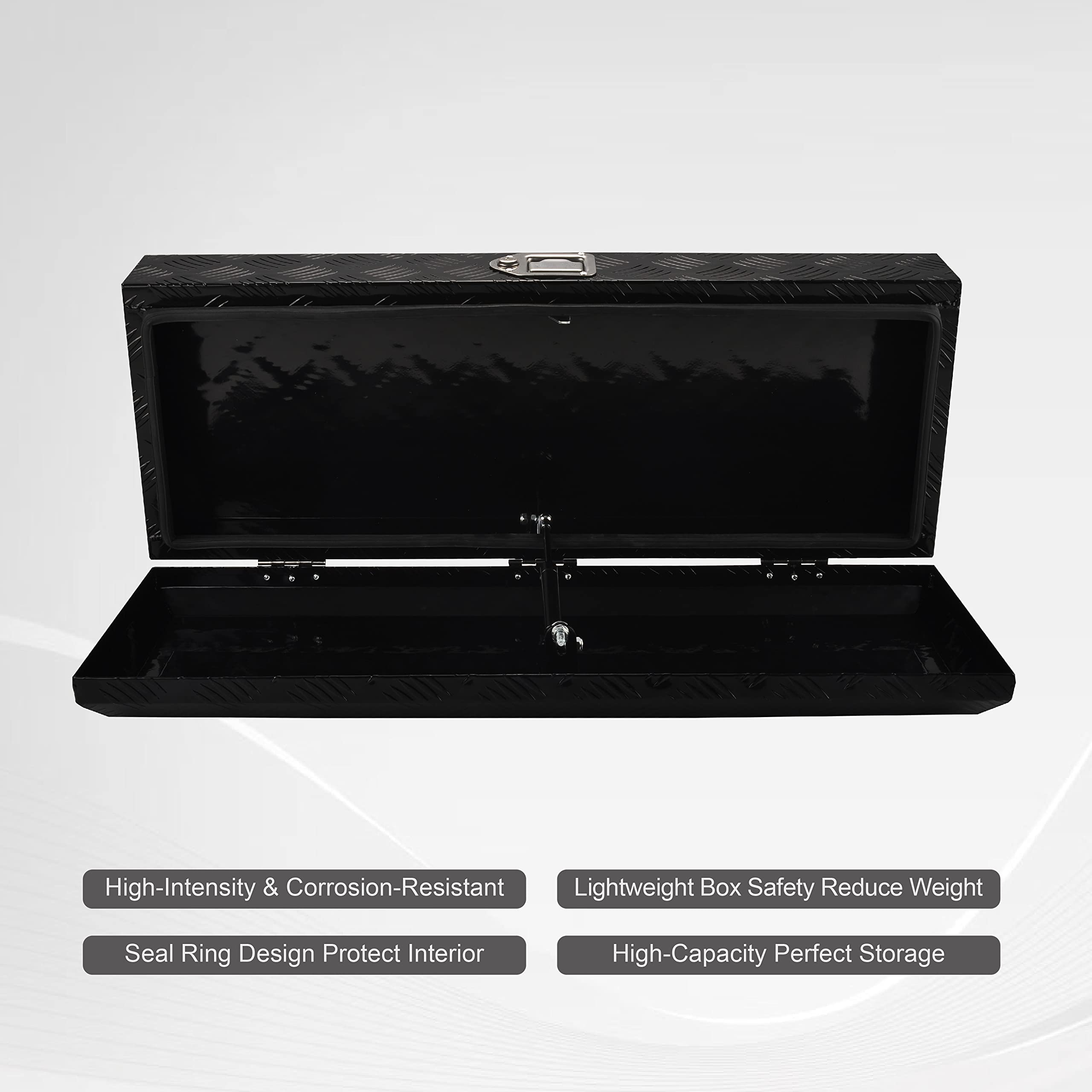 34.5 Inch Aluminum Truck Bed Tool Box with Lock & Keys - Heavy Duty Underbody Storage Organizer for Pickup, RV, Trailer (34.5
