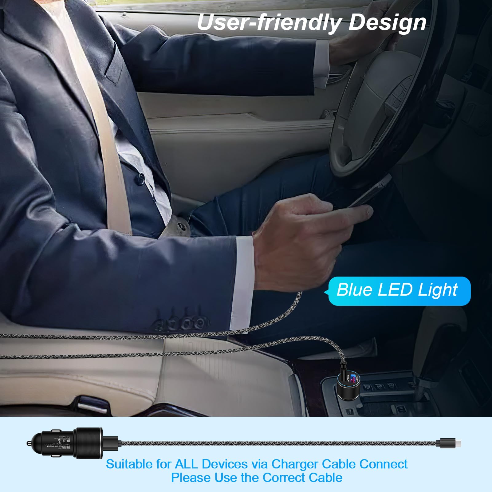 48W USB C Car Charger Fast Charging - All Metal 12V USB Outlet with PD & QC 3.0 - Compatible with iPhone 16/15/14/13/12/11 Pro Max/SE/XR & Samsung S25/S24/S23/S22/A54 - Perfect for Road Trips & Daily Commute