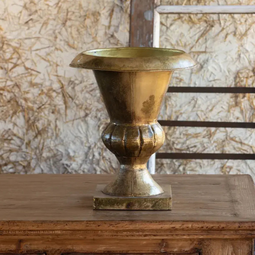 Antiqued Gold Alter Urn Set - Vintage Style Religious Urn for Home Altar, Church Decor, and Memorial Ceremonies