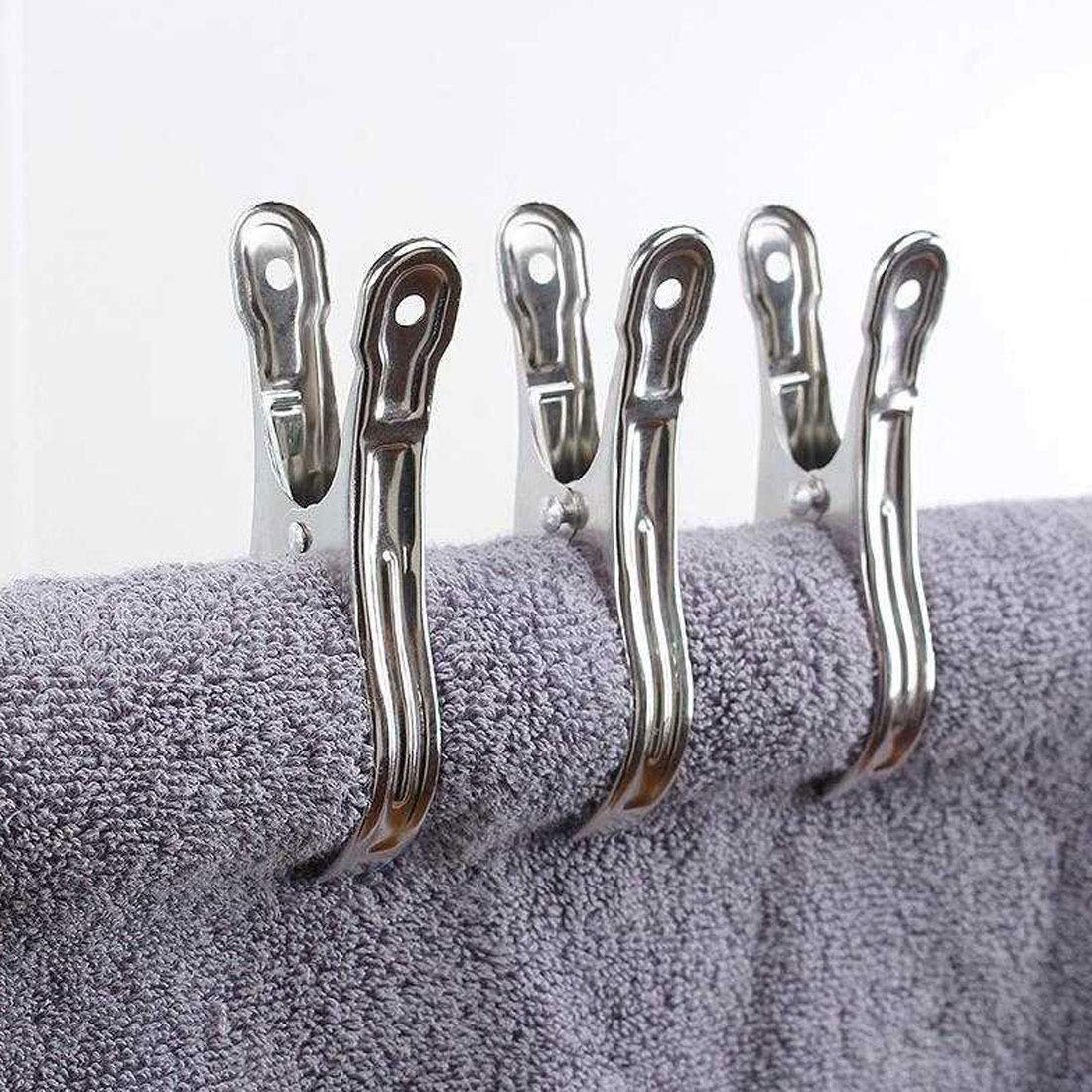 20 Pack 3.5 Inch Stainless Steel Clothes Pins - Heavy Duty Metal Clips for Pool Towels, Beach Chairs, Garden Row Covers & Greenhouse Blankets | Secure Quilts, Linens & Fabrics from Wind | Perfect for Outdoor, Travel & Home Organization