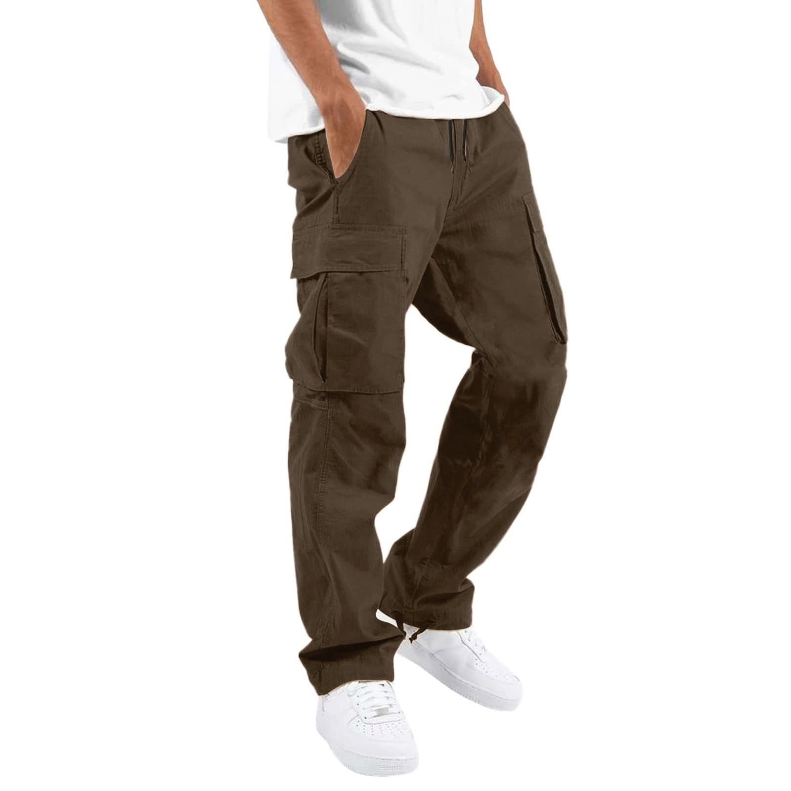 **Men's Casual Sweatpants with Pockets - Elastic Waist Drawstring Joggers for Gym, Running & Lounge Wear - Wide Leg Comfortable Athletic Pants**