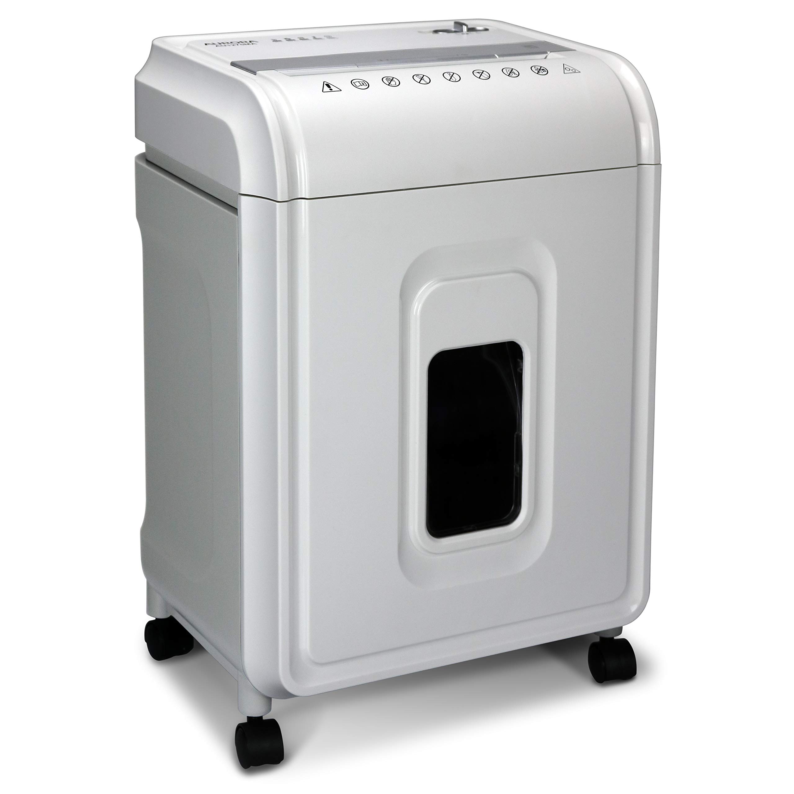 Aurora AU1275MA Professional 12-Sheet Micro-Cut Paper Shredder with CD/Credit Card Slot - 60 Min Continuous Run, White/Gray - Ideal for Home Office & Small Business Document Security