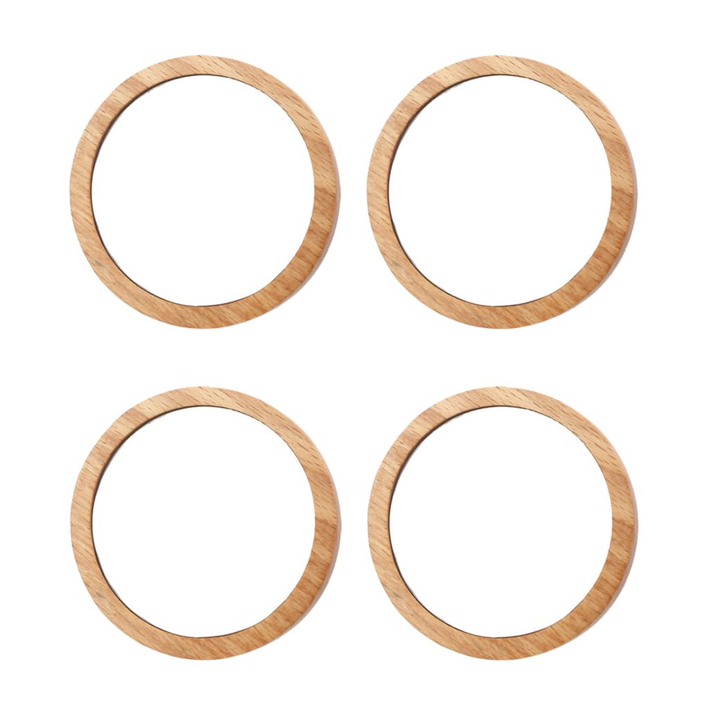 Lurrose 4pcs Mini Wooden Round Pocket Mirrors - 7.5cm Small Travel Makeup Mirror for Purse, Cosmetic Bag & Vanity | Portable Compact Mirror for On-the-Go Touchups, Home Decor & Gift Ideas