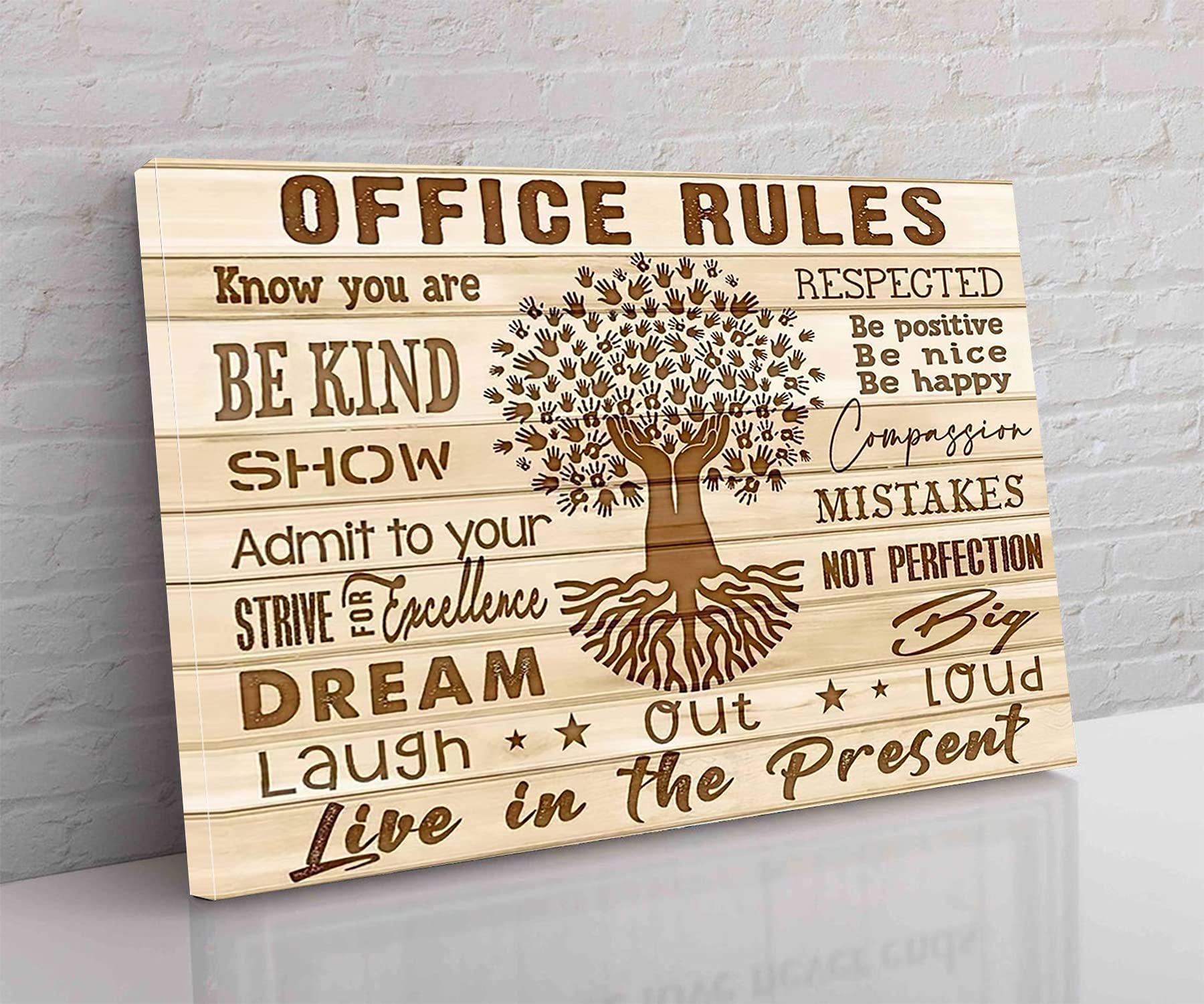KEJPU Framed Canvas Wall Art - Office Rules Motivational Painting for Modern Living Room & Office Decor - Ready to Hang 12x18 Inches - Perfect for Workspace Inspiration & Home Decoration