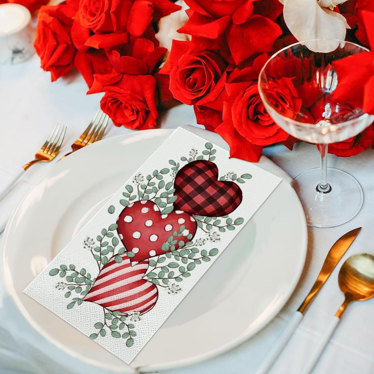 Horaldaily 100-Pack Valentine's Day Disposable Paper Napkins - Heart Print Decorative Guest Towels for Party, Wedding, Dinner & Kitchen Use - Romantic Table Setting for Valentine's Day, Anniversary & Special Occasions