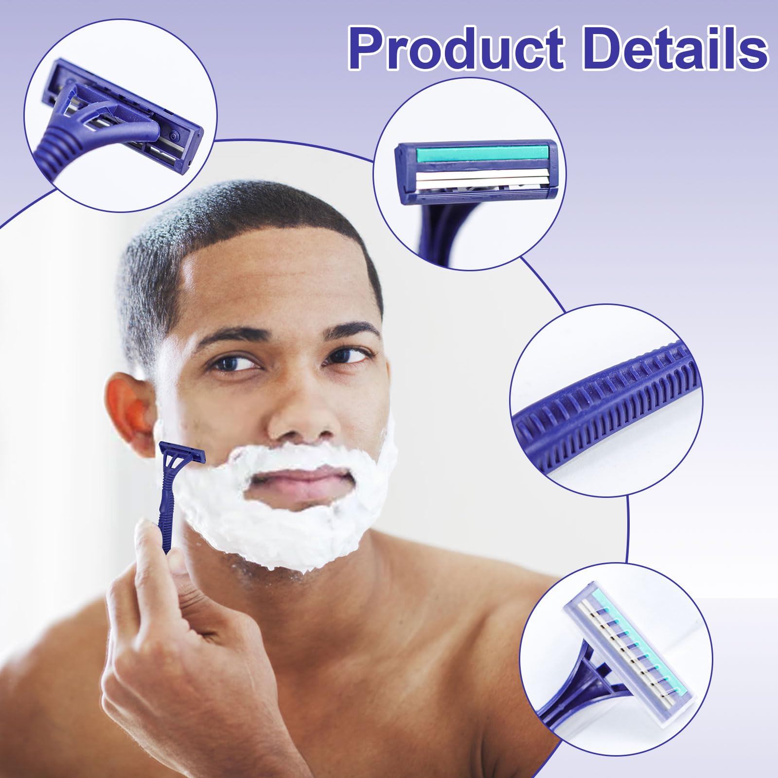 Bulk Disposable Razors with Blade Caps - 50-Pack Individually Wrapped for Safety - Ideal for Hotels, Shelters, Nursing Homes & Charities - Perfect Travel & Personal Hygiene Essential