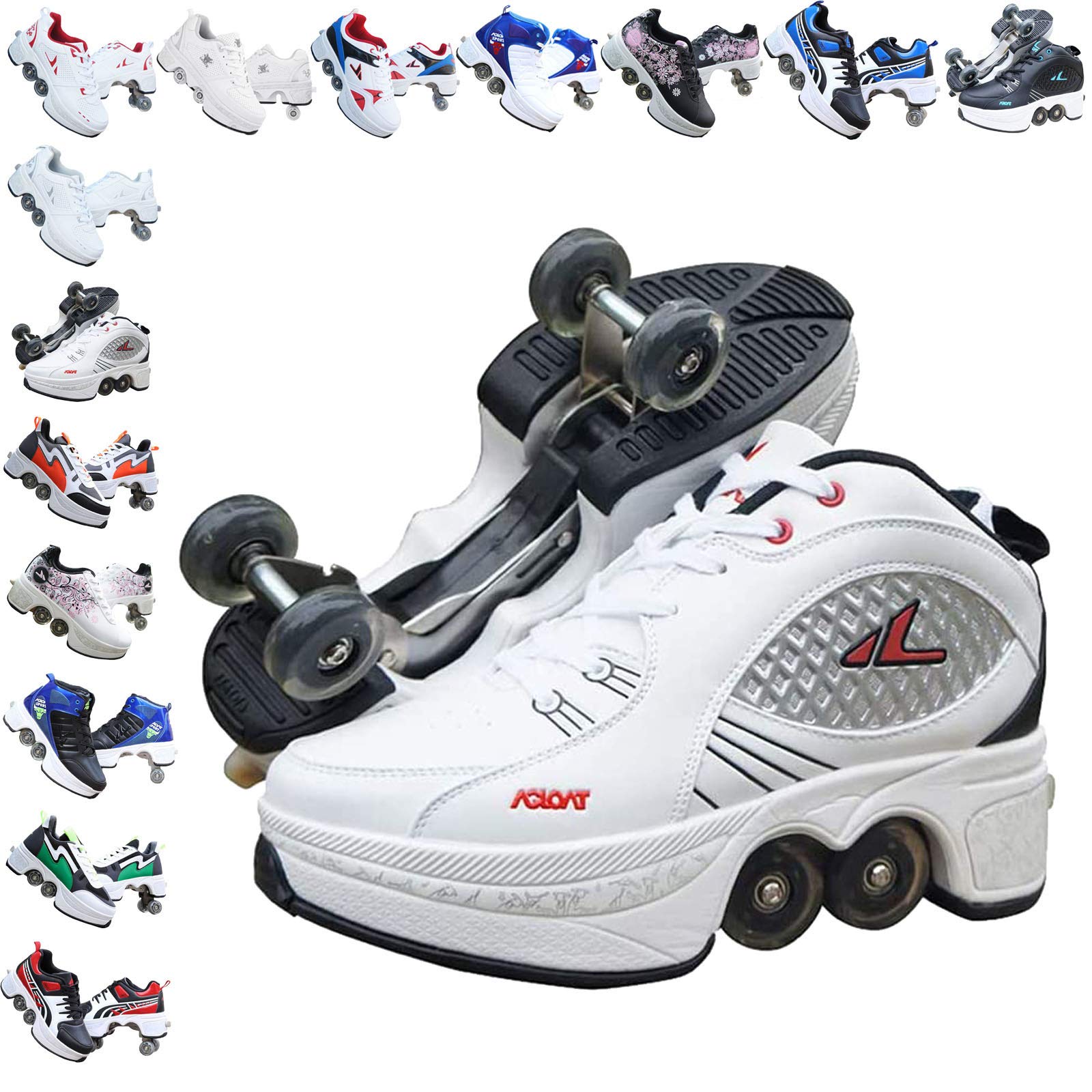 CHSSIH Women's Roller Skates - Adjustable Quad Skates for Girls, Boys & Adults - Outdoor & Indoor Wheels Shoes for Parkour, Sports & Recreation - Perfect for Skating Rinks, Parks & Fitness (White, Sizes 1-8)