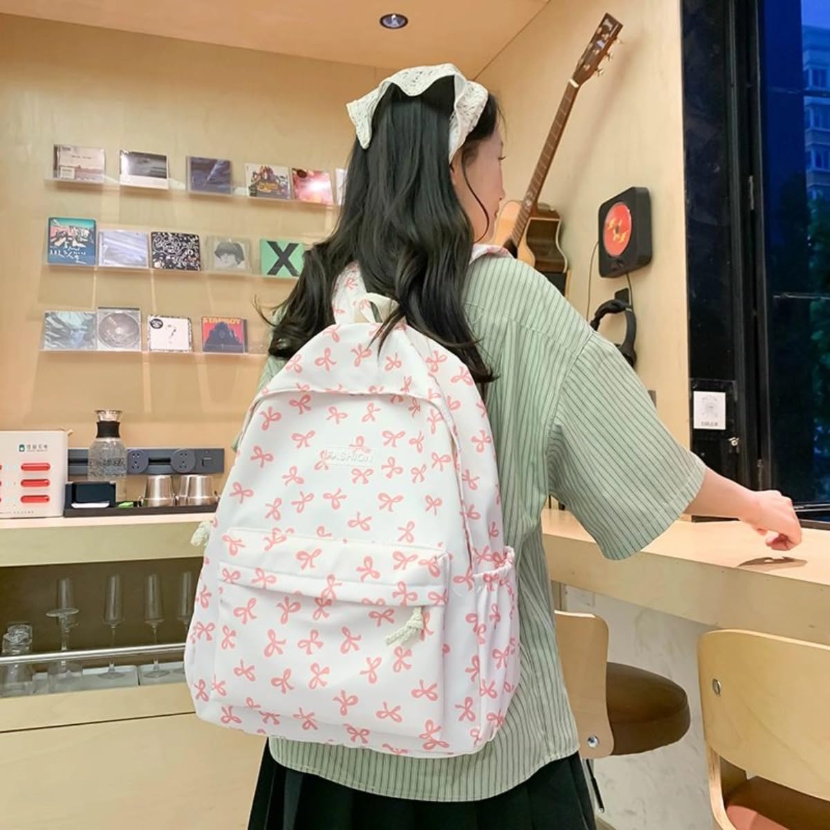 Kawaii Japanese Bow Backpack - Large Capacity Laptop Bag for Women & Teens, Cute Aesthetic Pink School Backpack with Accessories | Perfect for College, Travel, Work & Everyday Use