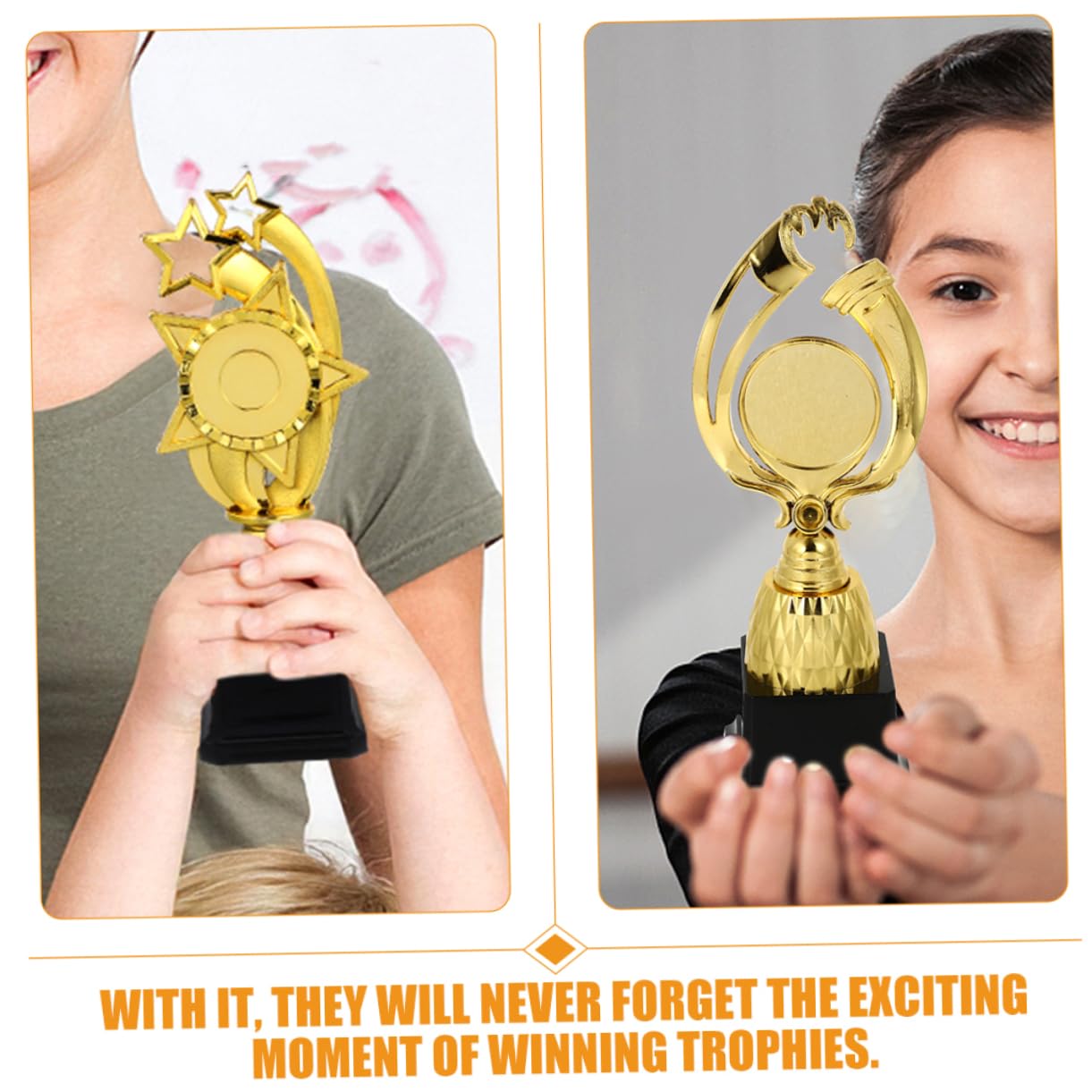 OHPHCALL Unique Competition Trophy Cups - Set of 2 Plastic Winner's Award Trophies for School Celebrations, Sports Events & Party Awards