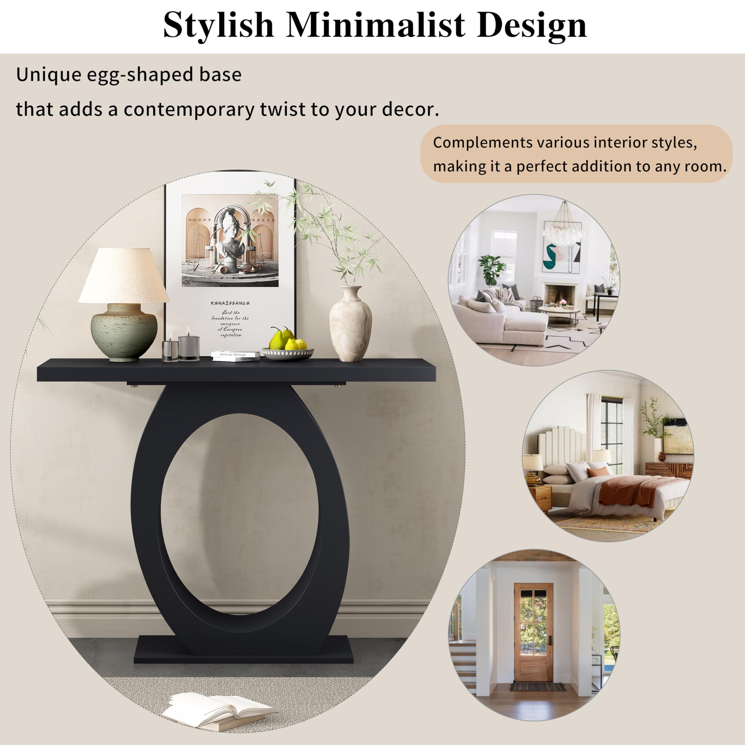 Knocbel Minimalist Wooden Sofa Console Table - 39.4