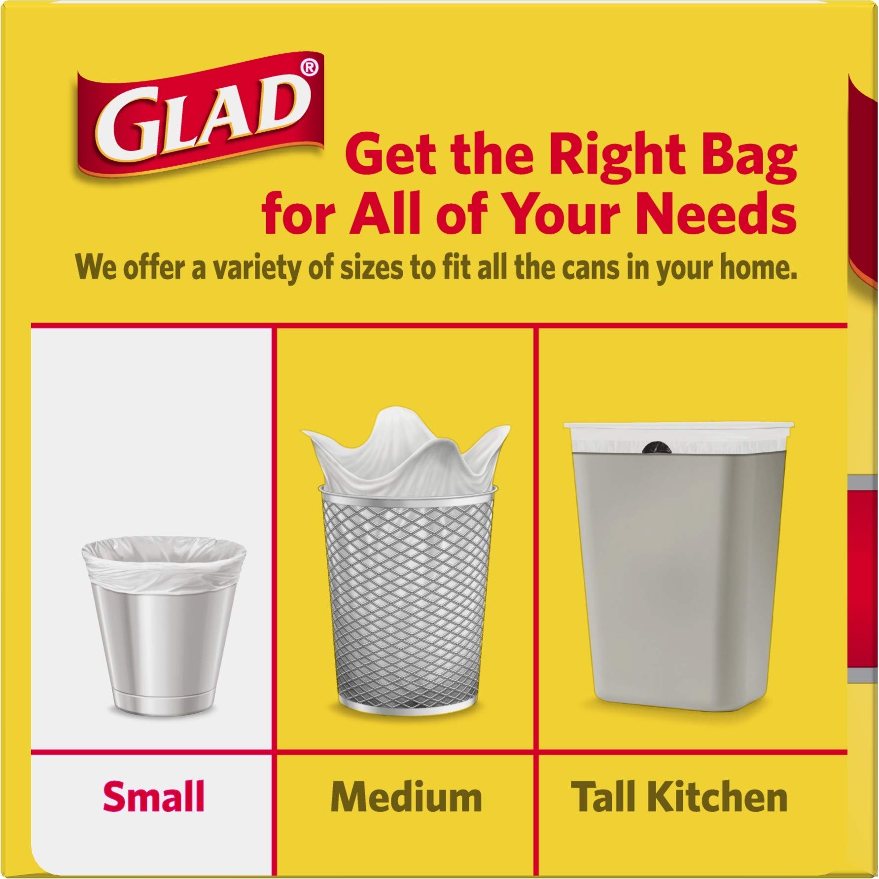 Glad Small Trash Bags 4 Gallon - 30 Count White Kitchen Garbage Bags | Perfect for Bathroom, Office & Car Waste Disposal