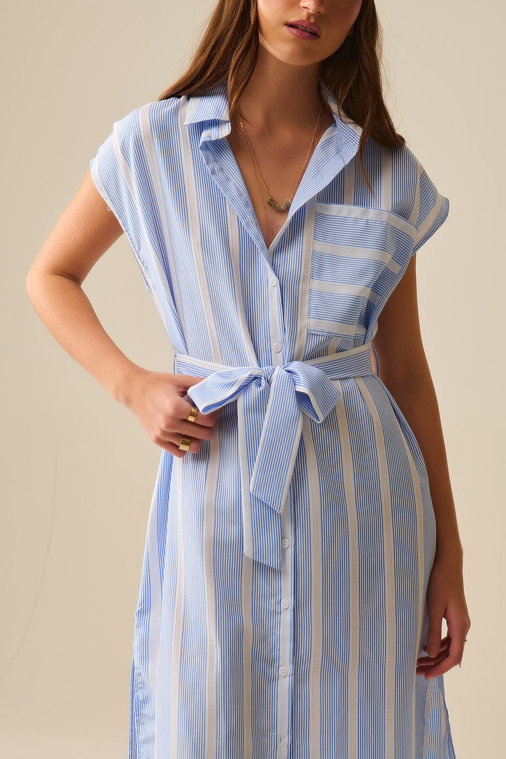 Blue and White Striped Sleeveless Maxi Dress - Perfect for Beach Vacations, Summer Parties & Casual Outings