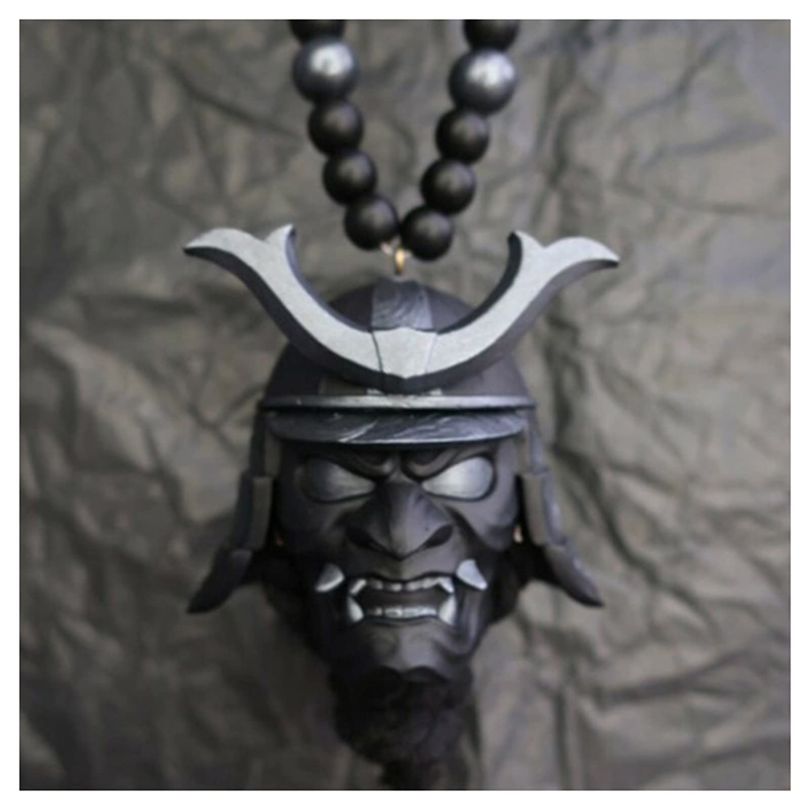 Japanese Style Resin Car Rear View Mirror Charm - Samurai Assassin Demon Oni Mask Hanging Ornament for Car Interior Decor, Unique Samurai Helmet Hannya Japanese Oni Car Pendant - Perfect for Anime Lovers, JDM Enthusiasts & Japanese Culture Fans