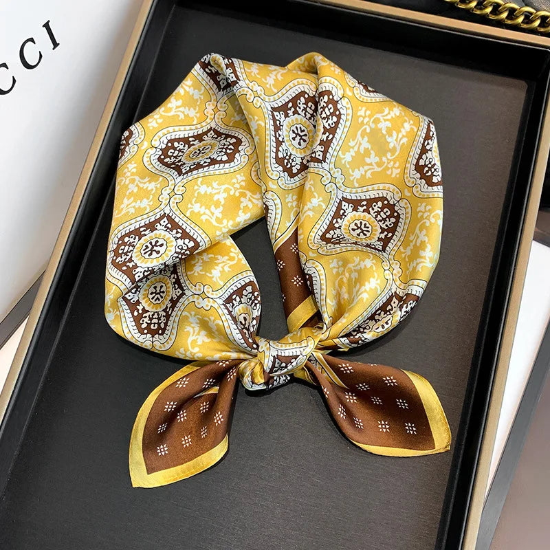 53cm Pure Silk Scarf for Women - Luxury Square Scarves & Fashionable Hair Accessories | Perfect for Hijab, Bandana, Neck Kerchief & Elegant Outfits