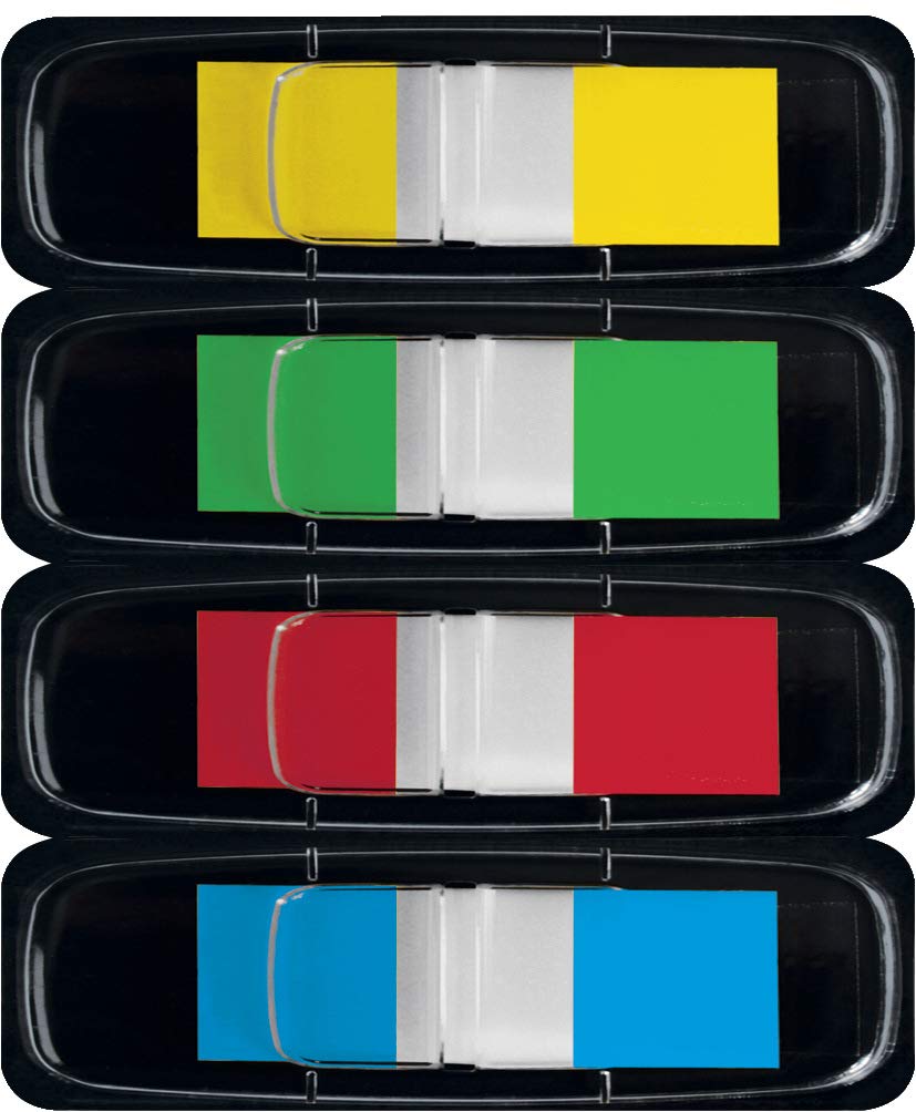 HN495 Transparent Sticky Page Markers with Colored Tips - 144 Removable Index Tab Flags, 0.47 x 1.69 inches - Convenient Separable Dispenser for Books, Files & Office Organization