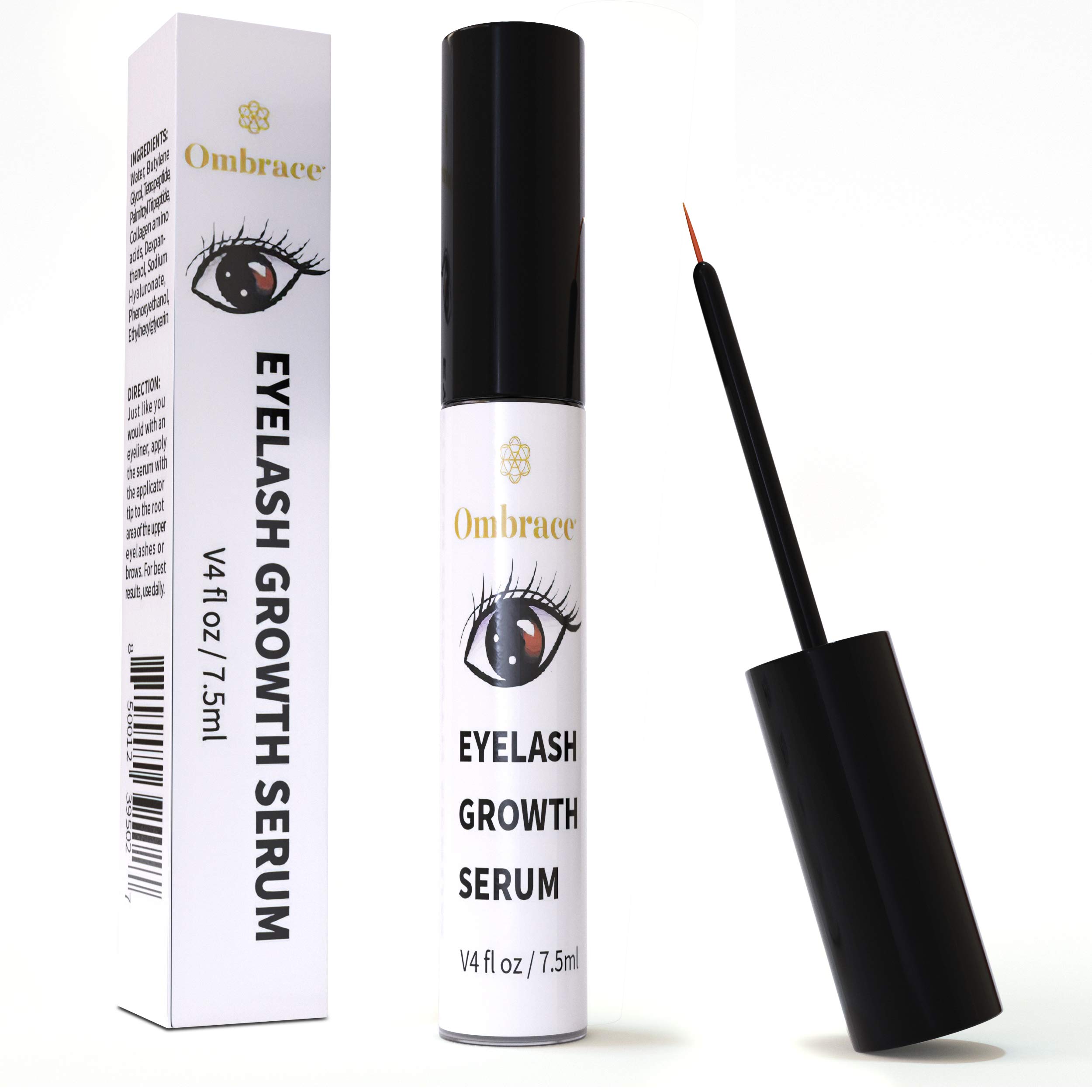 Ombrace Eyelash & Eyebrow Growth Serum - Natural Lash & Brow Enhancer for Longer, Thicker Lashes - Irritation-Free Formula with Bonus 7.5ml - Perfect for Nighttime Use & Special Occasion Makeup Prep