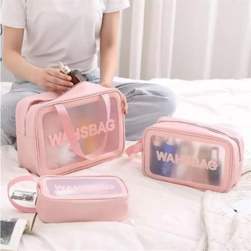 HIWAGA Waterproof Travel Toiletry Bag for Women & Men - Clear Cosmetic Organizer Pouch for Makeup, Toiletries & Wash Essentials - Perfect for Air Travel, Camping & Gym Use