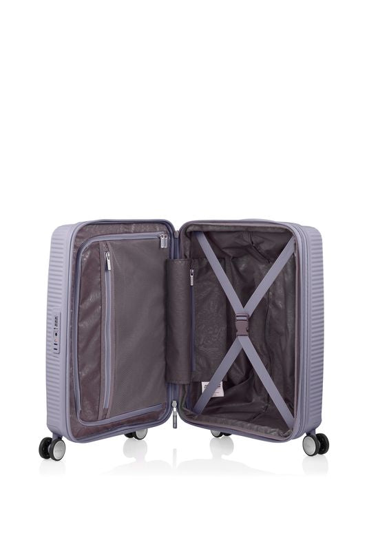 American Tourister CURIO 2.0 55/20 Expandable Spinner Luggage - Hushed Orchid Glow | Lightweight Carry-On Suitcase for Travel, Business Trips & Vacations