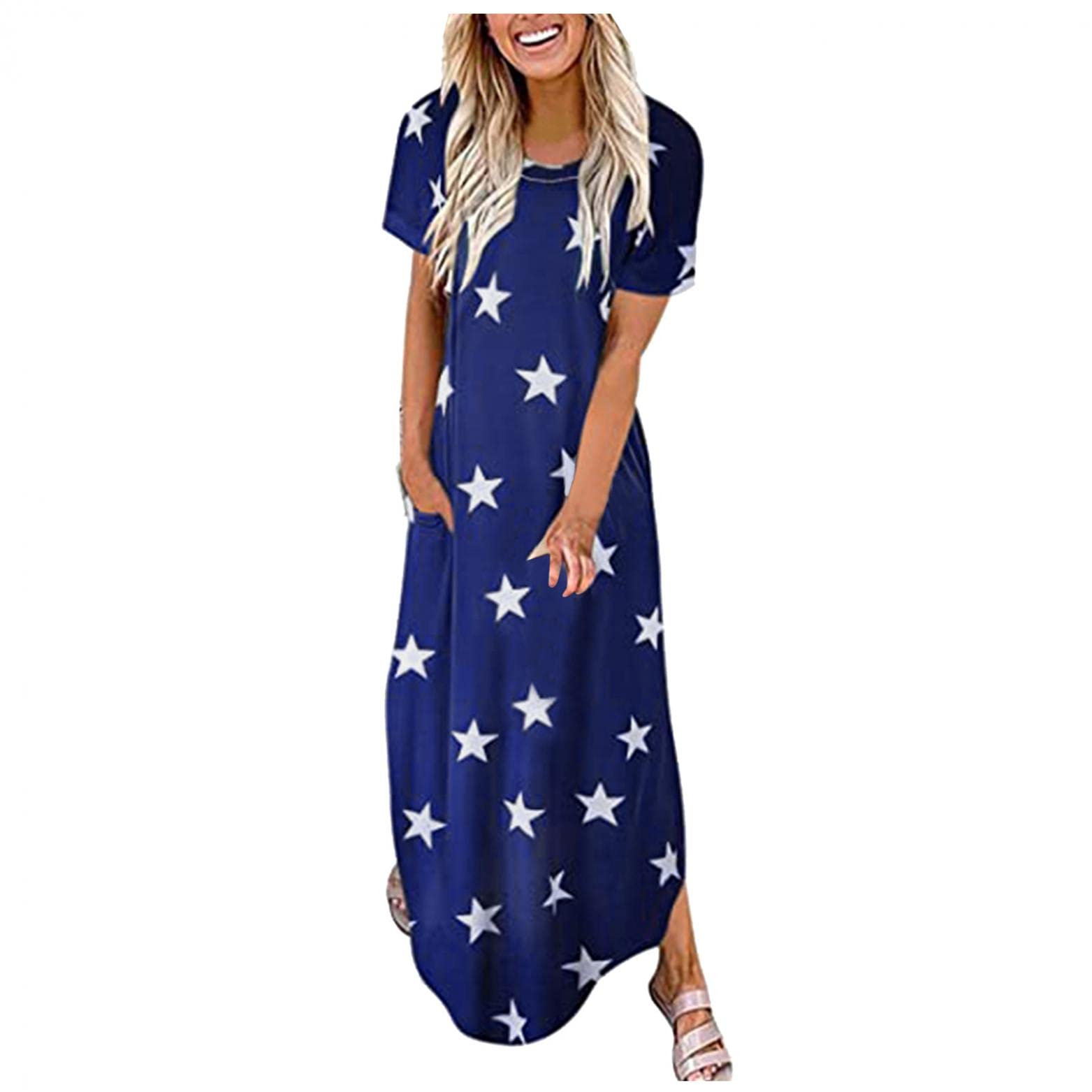 ORT Women's Beach Dresses - Short Sleeve Tie Dye V-Neck Summer Casual T-Shirt Dress (Plus Size Available) | Perfect for Vacation, Pool Parties & Summer Outings