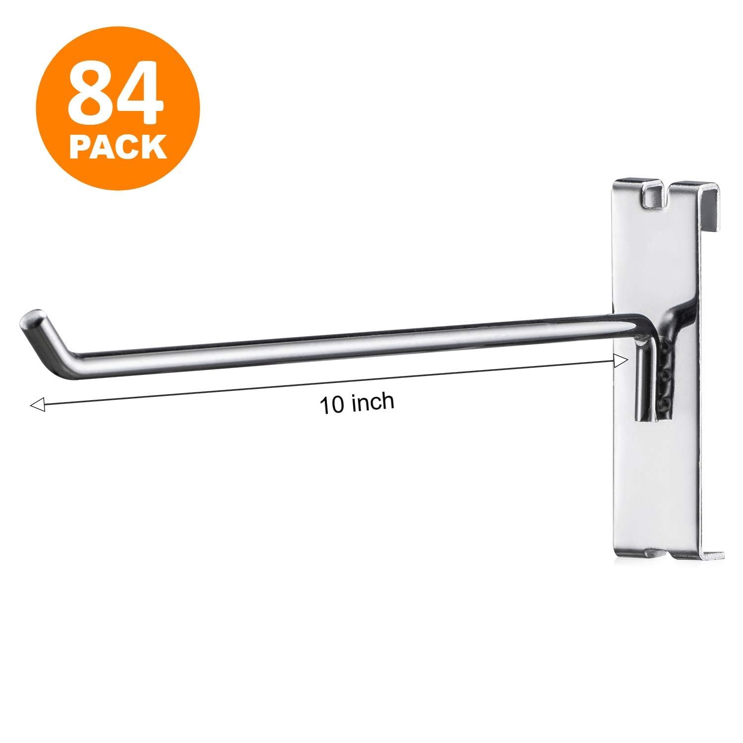 Polmart 10-Inch Heavy Duty Silver Gridwall Panel Hooks - 84 Pack for Retail Store Displays, Shelving & Merchandising - Perfect for Clothing, Accessories & Home Decor Organization