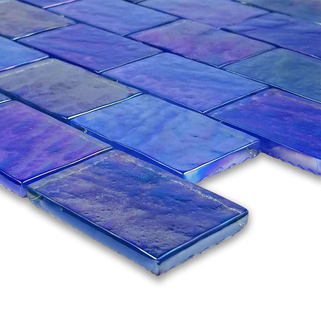 Opalescent Glass Mosaic Tile 2x3 Inch - Light Blue Iridescent Backsplash Tiles for Kitchen, Bathroom & Pool Decor