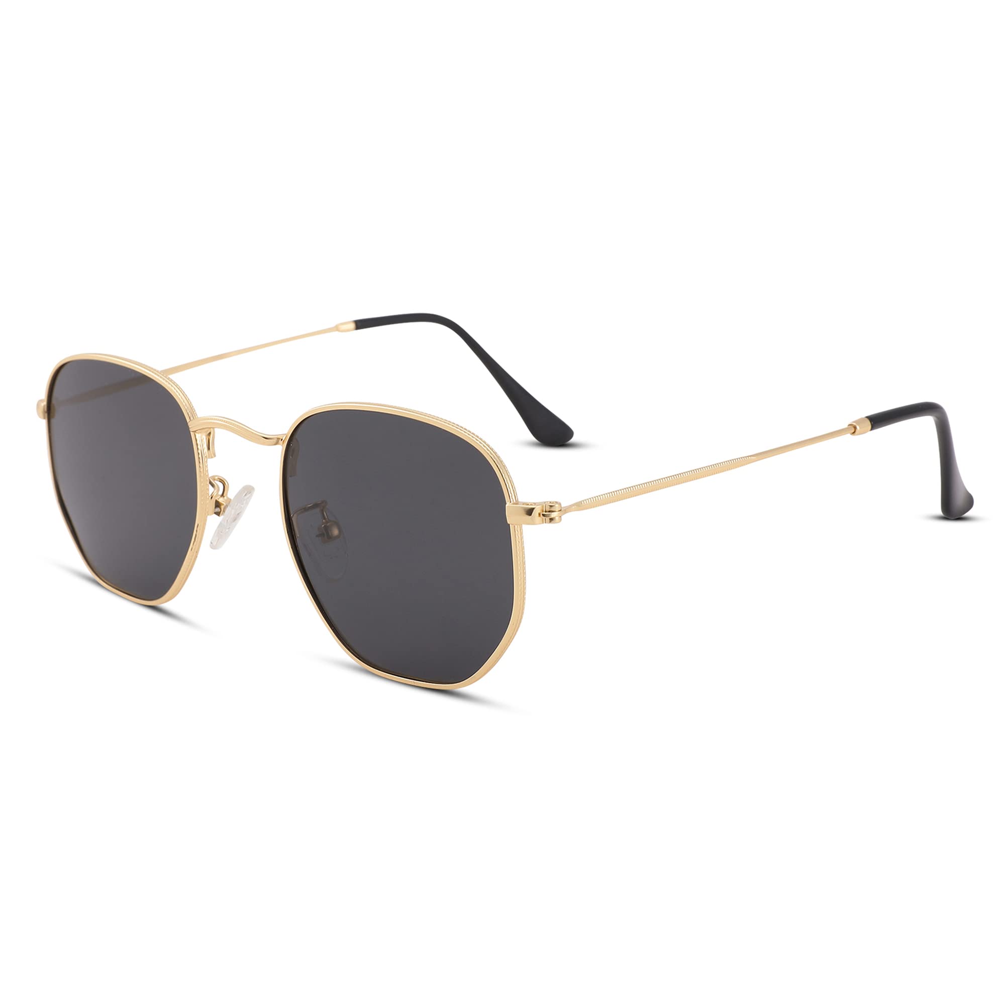 Acme Polarized Hexagon Sunglasses for Women & Men - UV Protection Square Metal Frame Sunglasses for Driving, Beach & Outdoor Activities