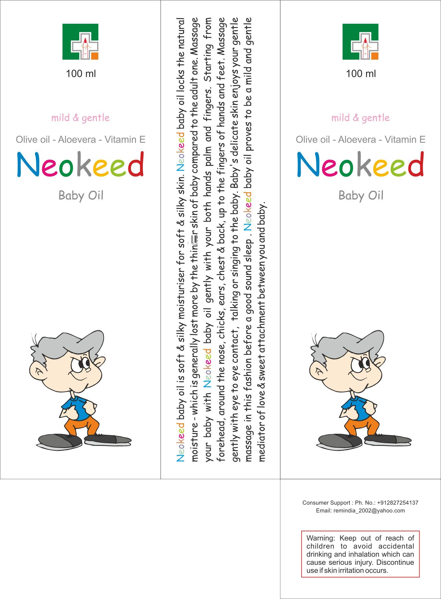 NEOKEED Baby Moisturizing Oil - 100ml (Pack of 2) | Hypoallergenic & Fragrance-Free | Perfect for Newborn Massage & Dry Skin Care