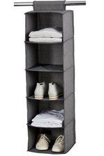 Premium 5-Shelf Closet Hanging Organizer - Space Saving Storage for Clothes, Shoes & Accessories - Perfect for Bedroom, Closet & Dorm Organization