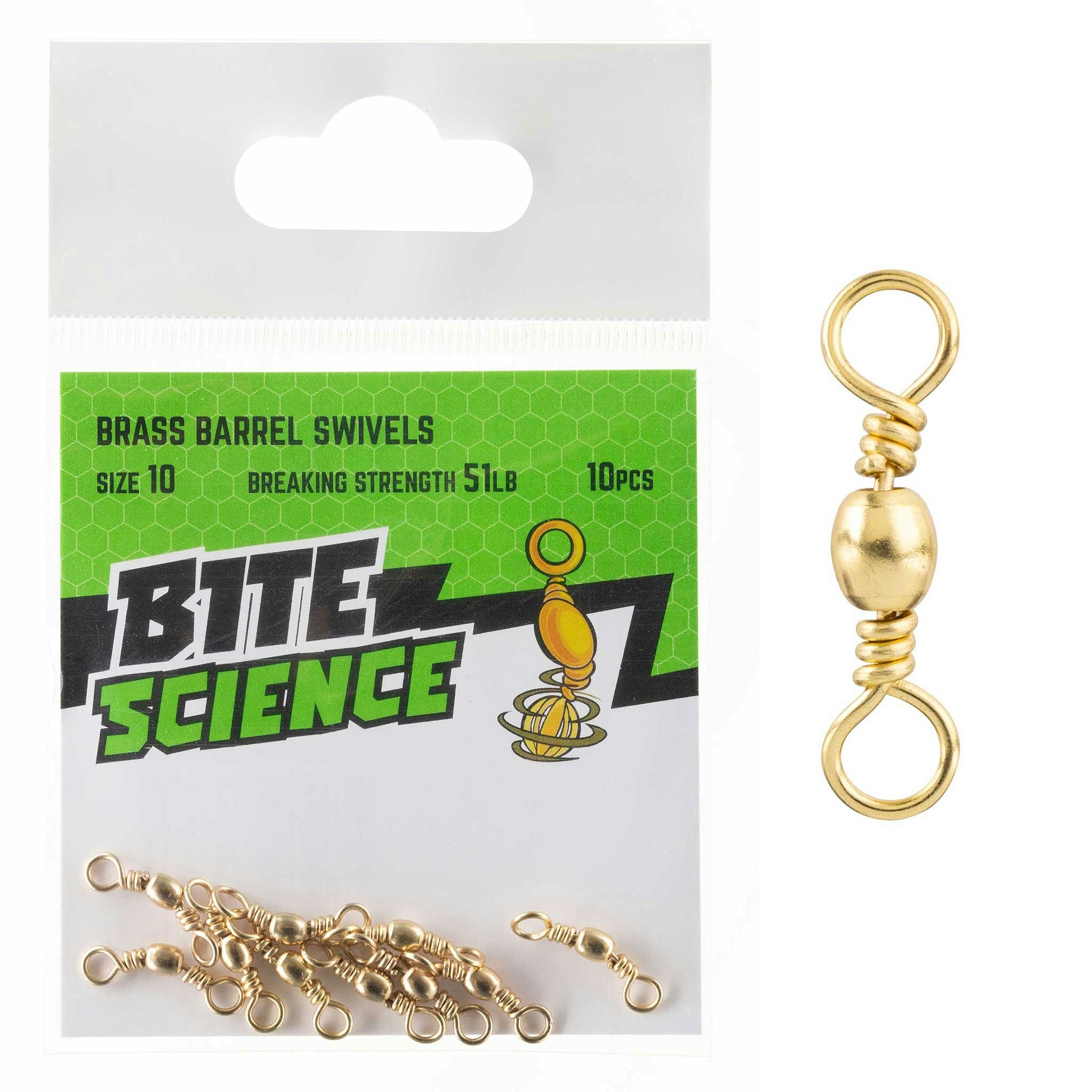 Bite Science Swivels Brass Barrel - High-Quality Fishing Swivel for Saltwater & Freshwater - Perfect for Anglers, Trolling & Fly Fishing Accessories